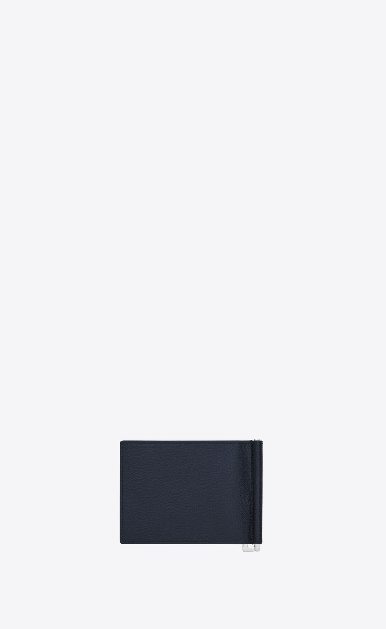 YSL Bill Clip Wallet In Grain De Poudre Embossed Leather Midnight Blue | 5784329-XK