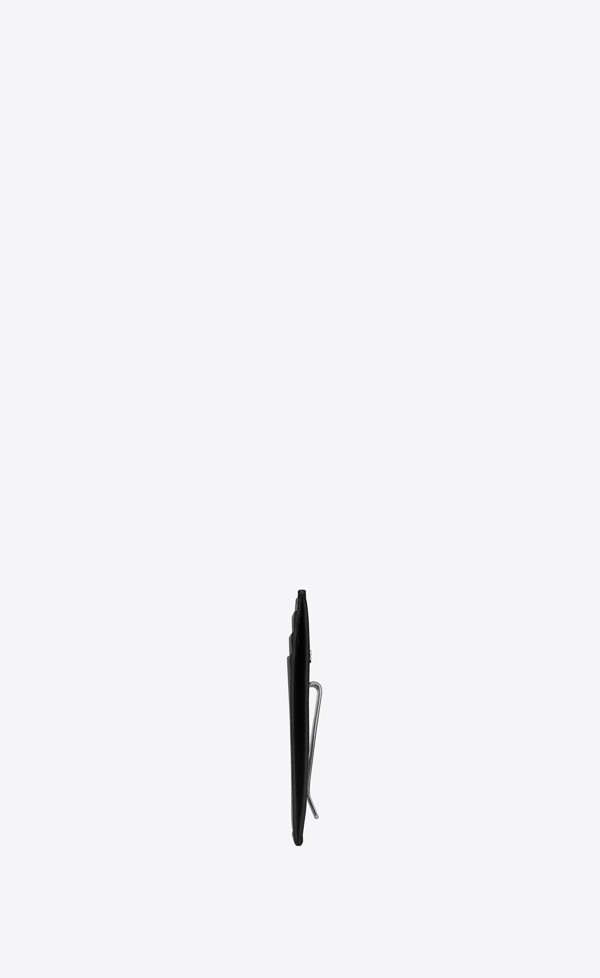 YSL Bill Clip With Card Case In Grain De Poudre Embossed Leather Black | 7268405-XM