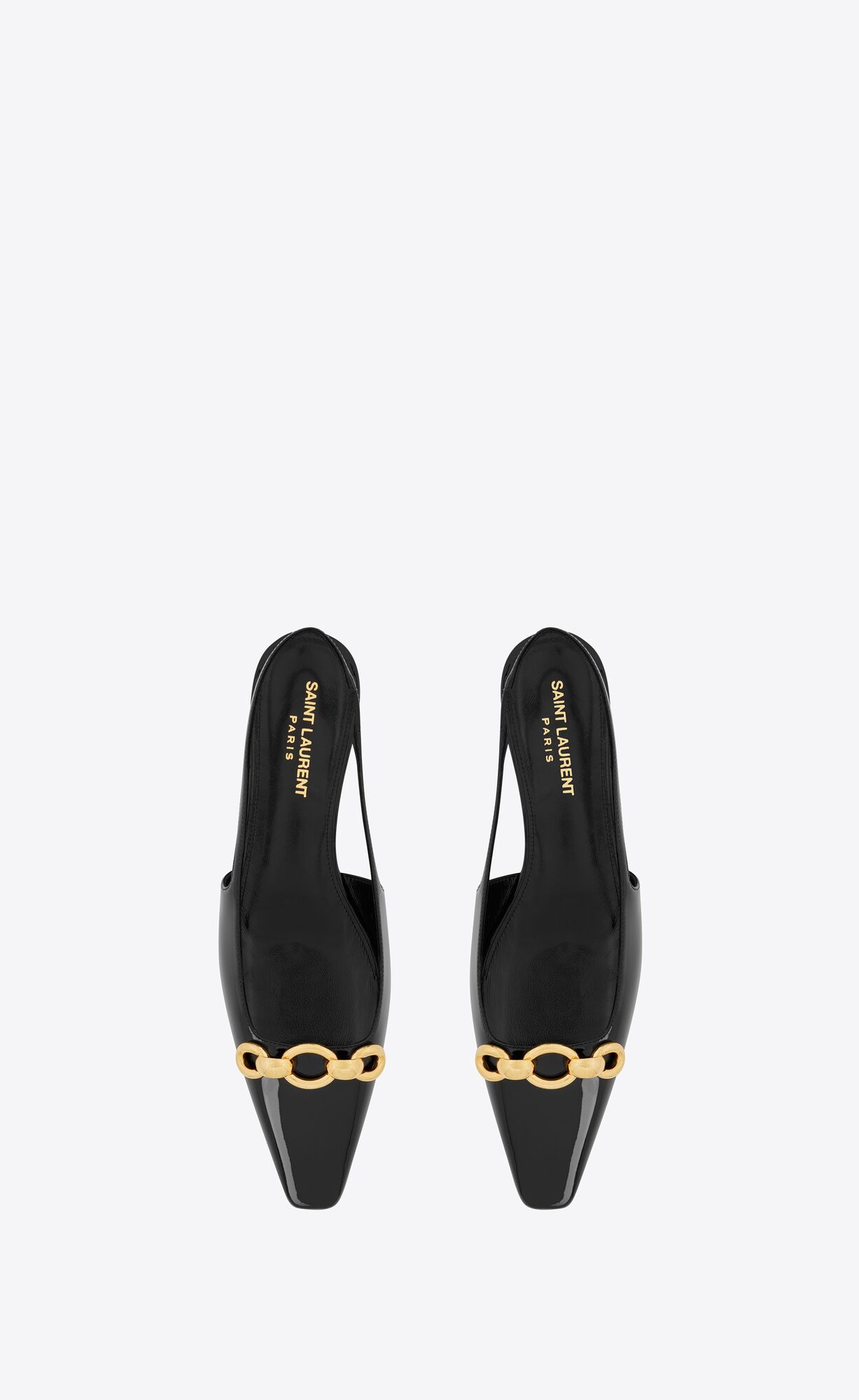 YSL Blade Slingback Flats In Patent Leather Black | 3481027-RS