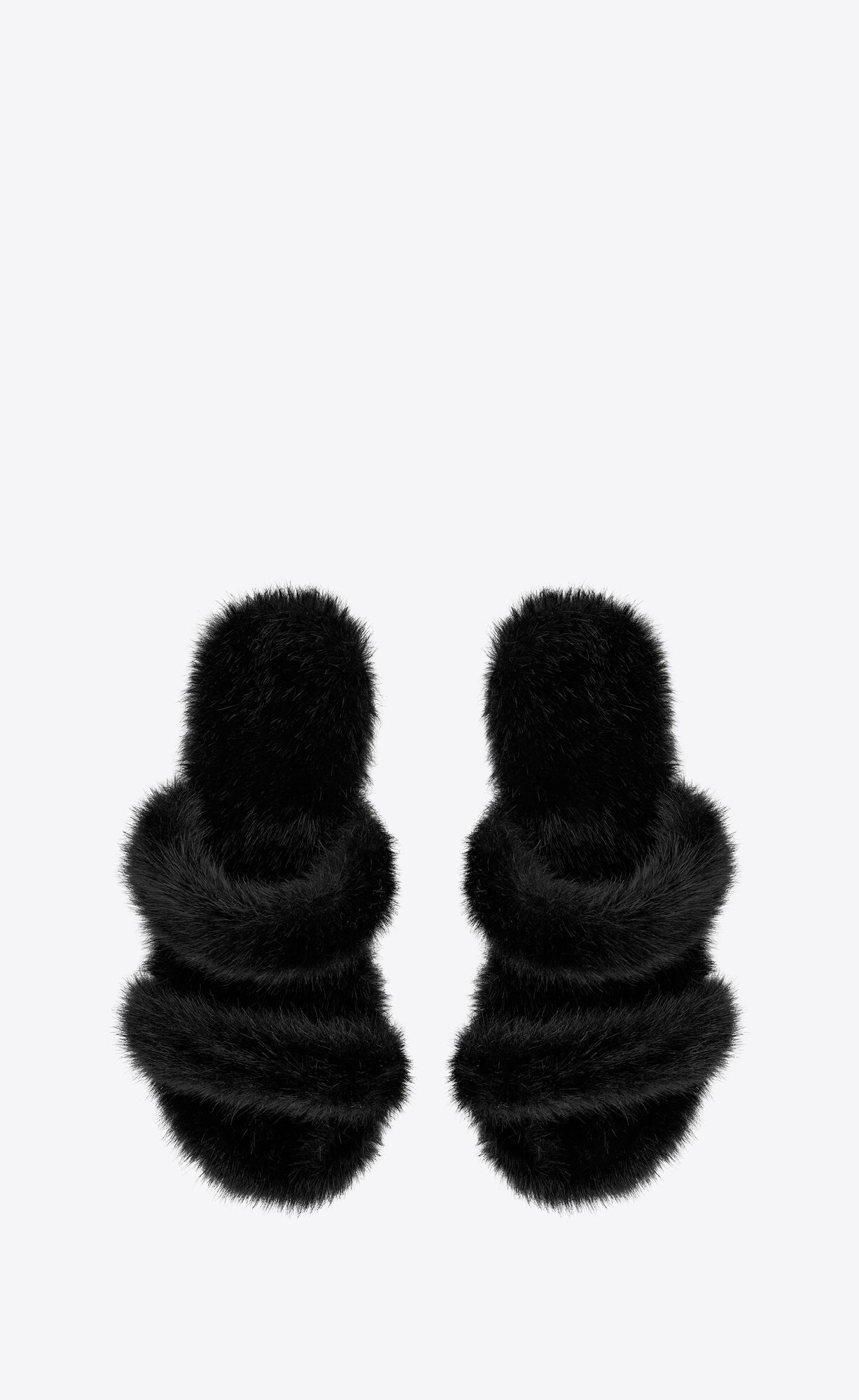 YSL Bleach Mules In Animal-free Fur Noir | 1824973-IW