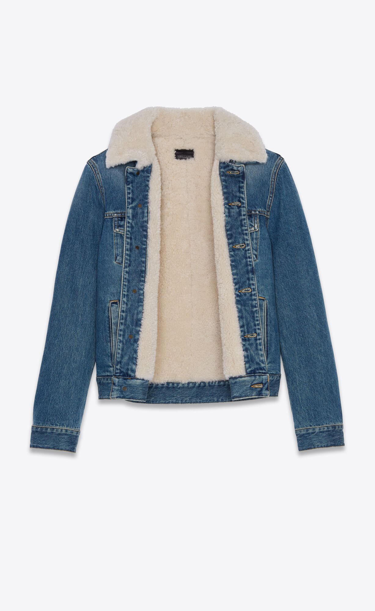 YSL Boyfriend Jacket In Used '70s Blue Denim And Shearling Used 70'S Blue | 7650138-VU