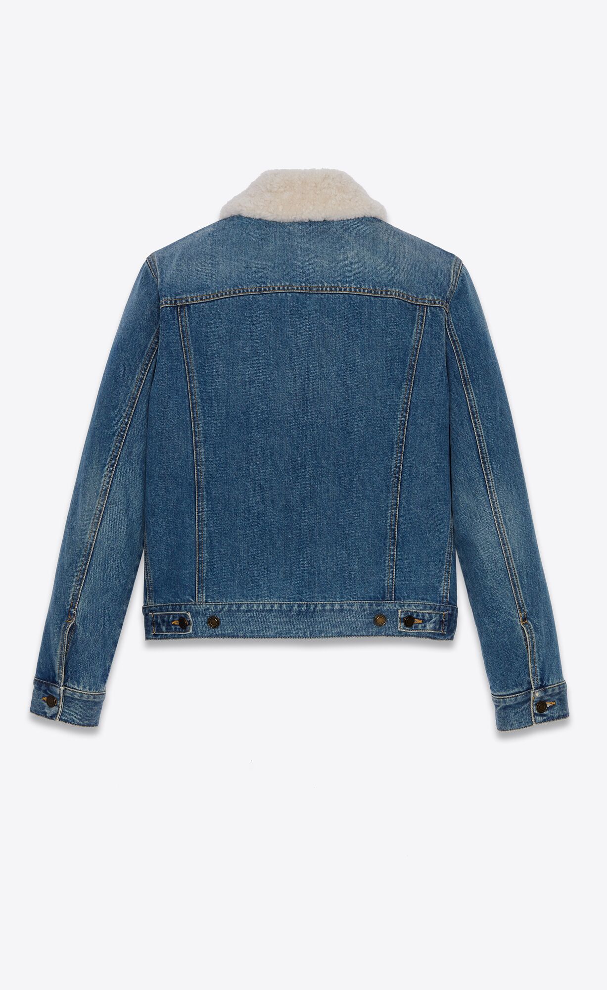 YSL Boyfriend Jacket In Used '70s Blue Denim And Shearling Used 70'S Blue | 7650138-VU