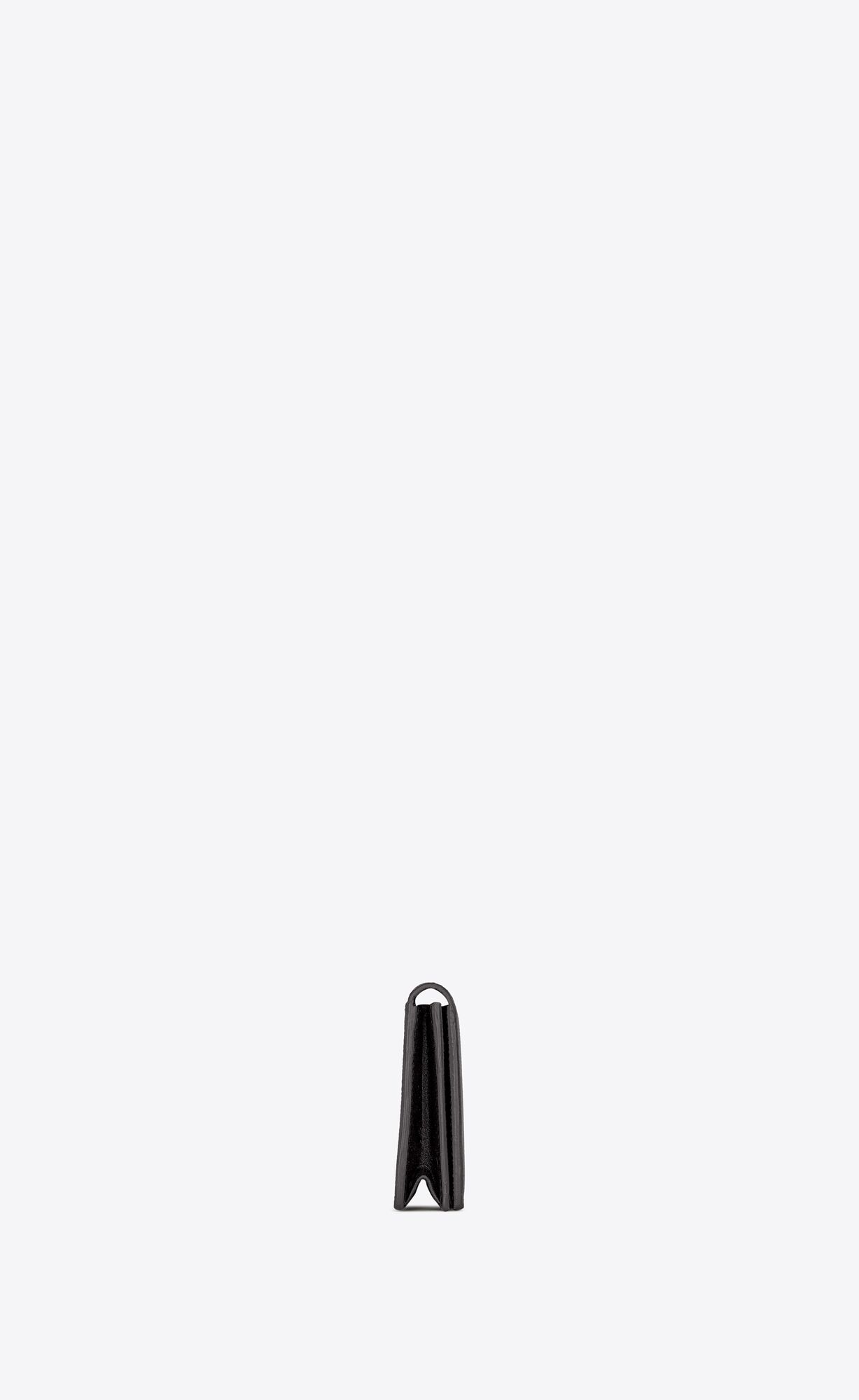 YSL Business Card Holder With Flap In Grain De Poudre-embossed Leather Storm | 5486310-UL