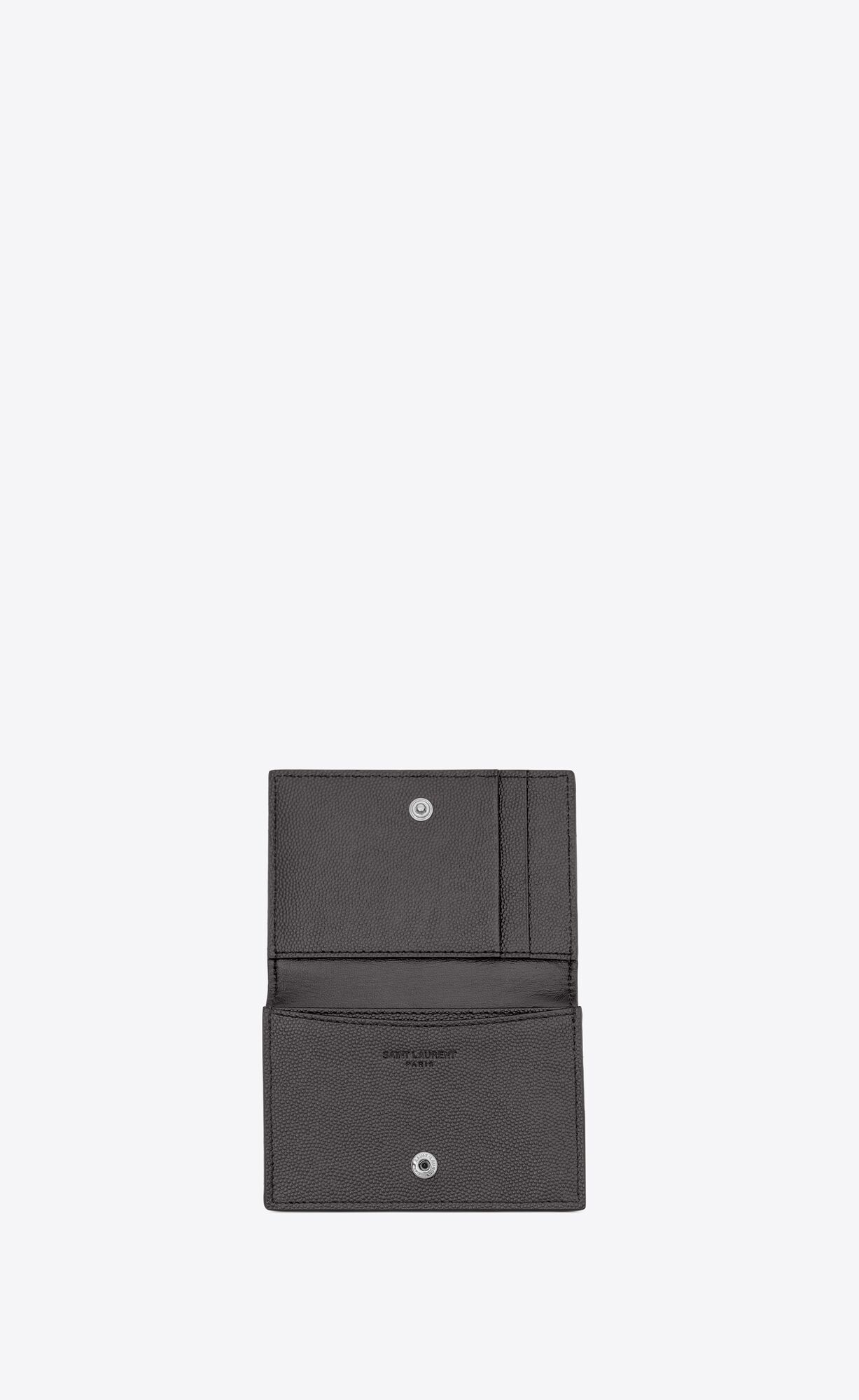YSL Business Card Holder With Flap In Grain De Poudre-embossed Leather Storm | 5486310-UL