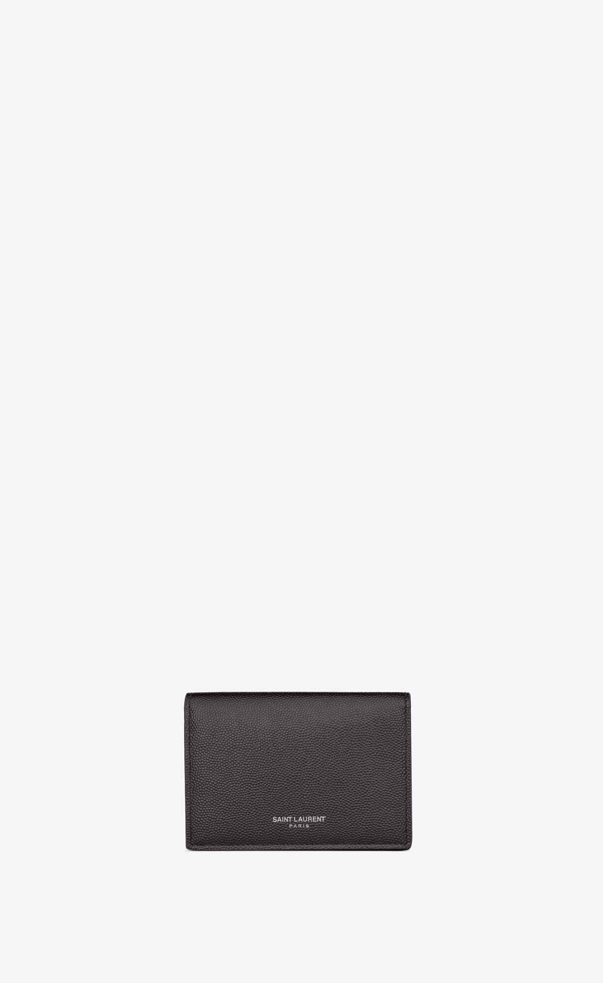 YSL Business Card Holder With Flap In Grain De Poudre-embossed Leather Storm | 5486310-UL
