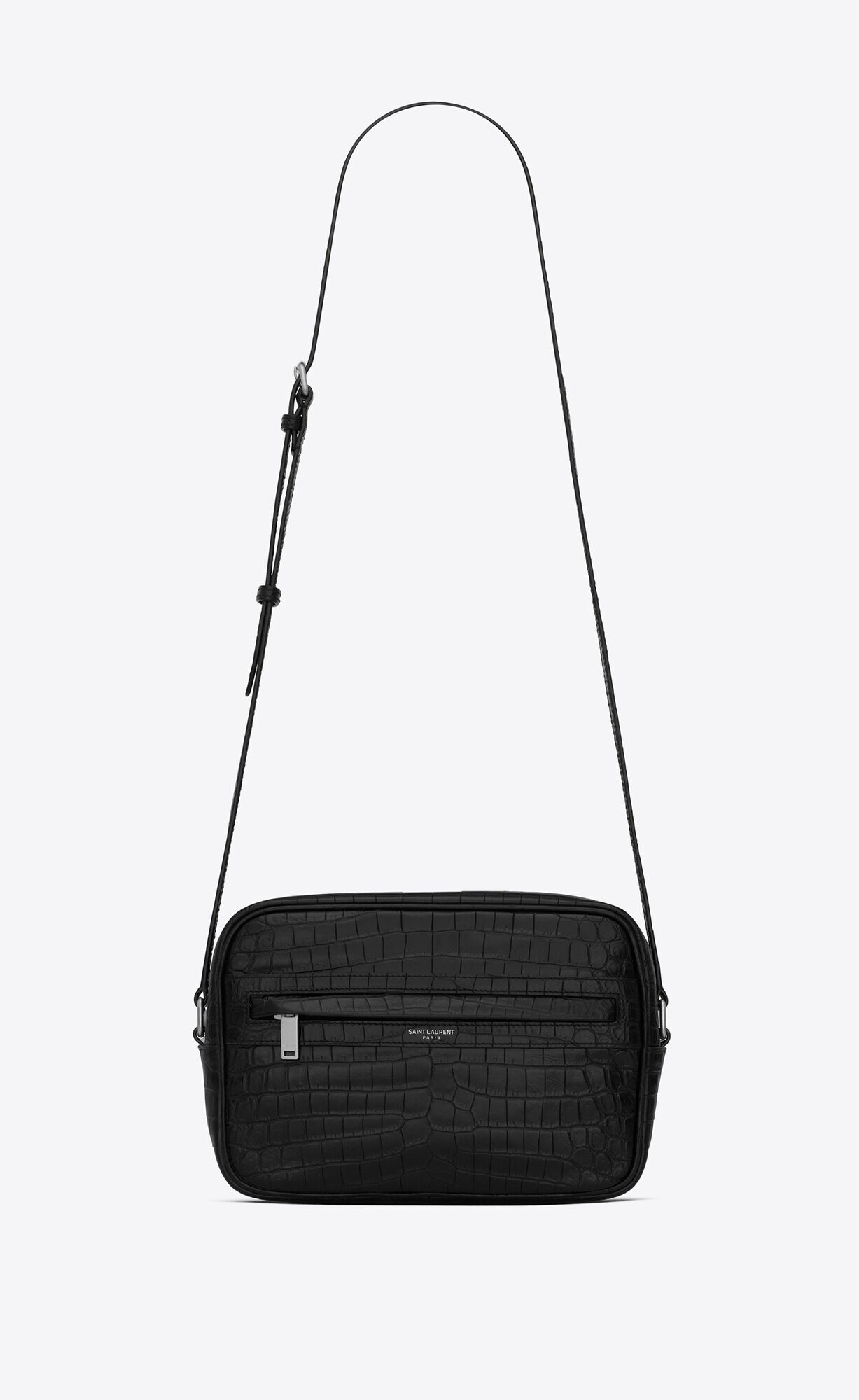 YSL Camp Camera Bag In Crocodile-embossed Leather Black | 4351697-KM