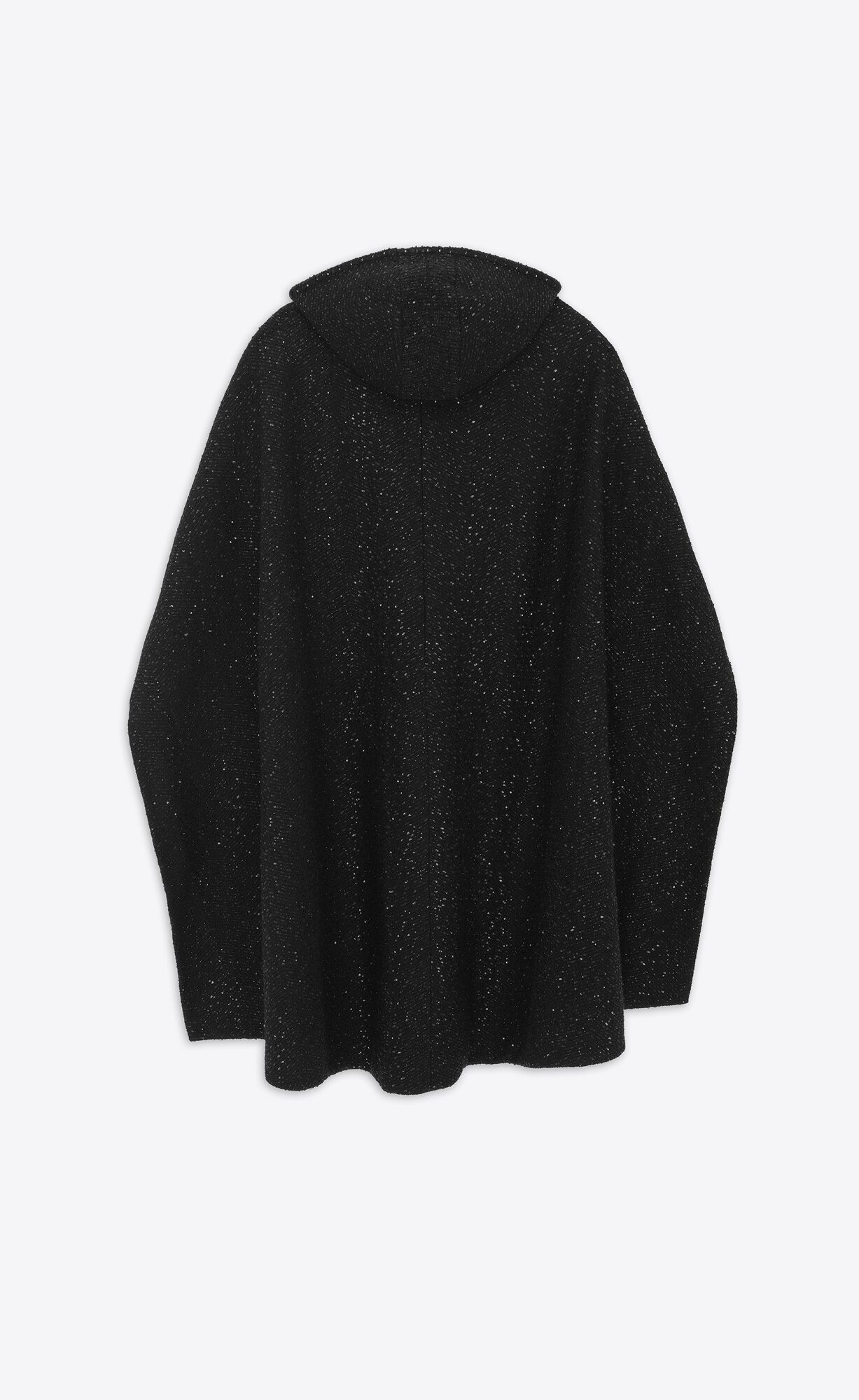 YSL Cape Coat In Sequined Chevron Tweed Black | 3867195-TH