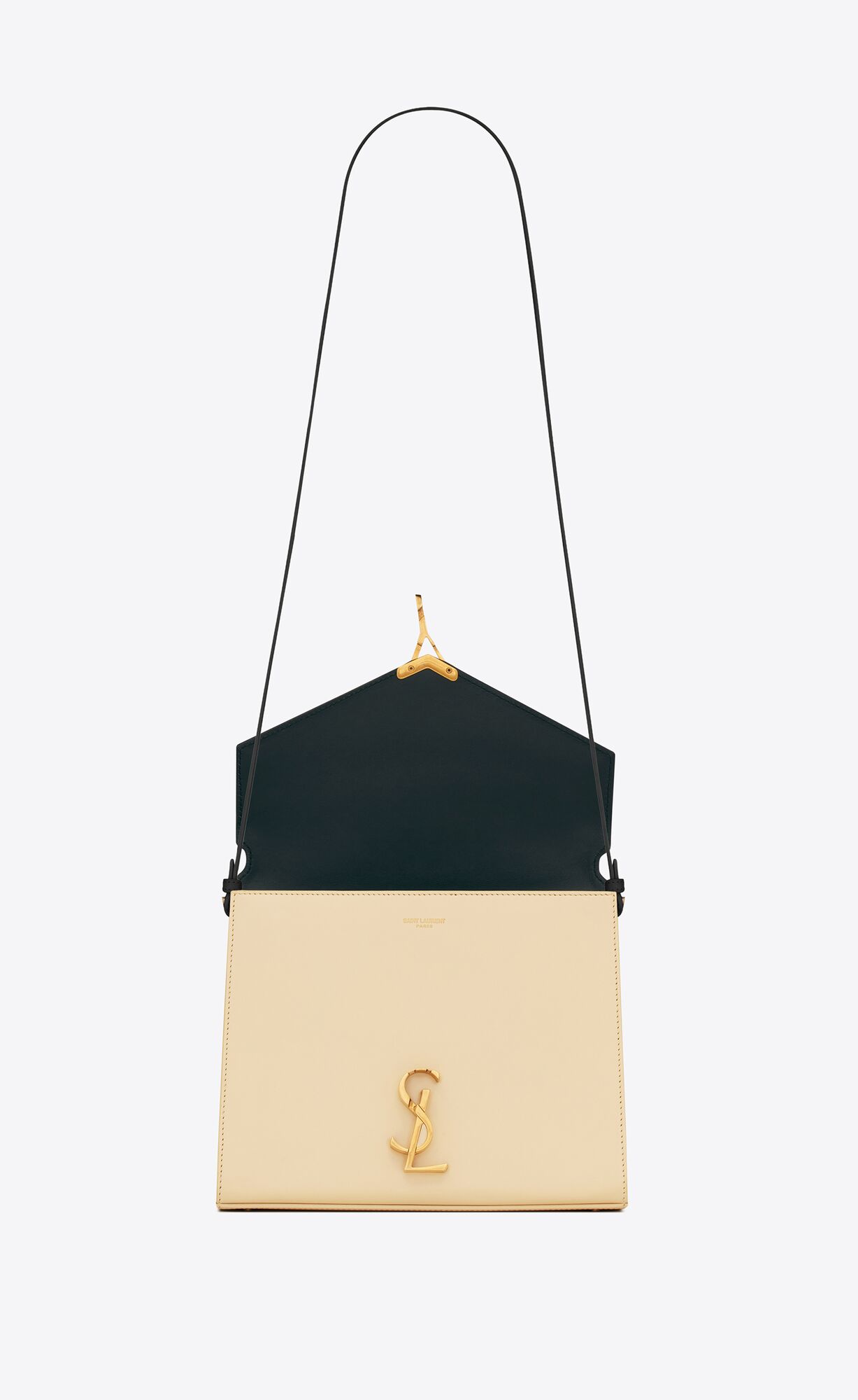 YSL Cassandra Medium Top Handle Bag In Box Saint Laurent Leather Black And Off White | 7835024-TA