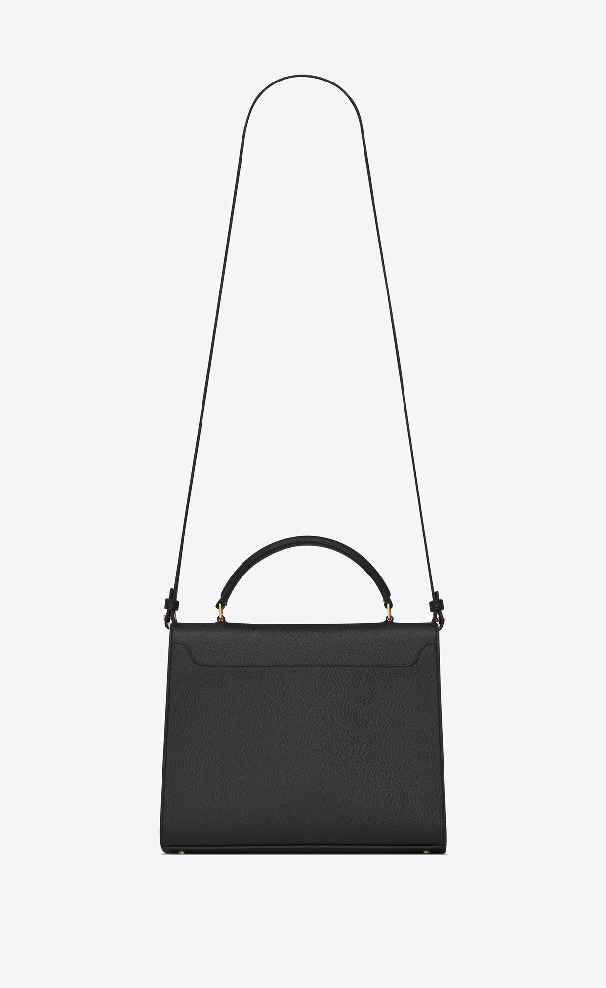 YSL Cassandra Medium Top Handle Bag In Grain De Poudre Embossed Leather Black | 9876352-QP