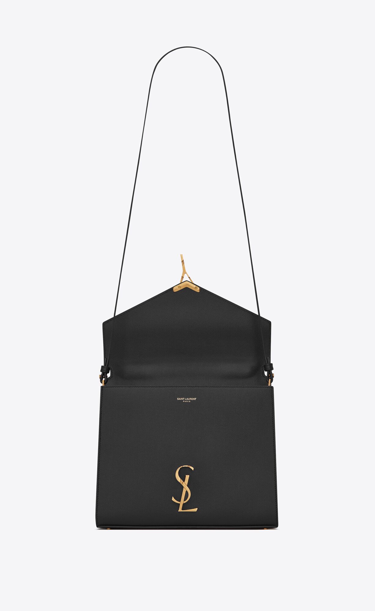 YSL Cassandra Medium Top Handle Bag In Grain De Poudre Embossed Leather Black | 9876352-QP