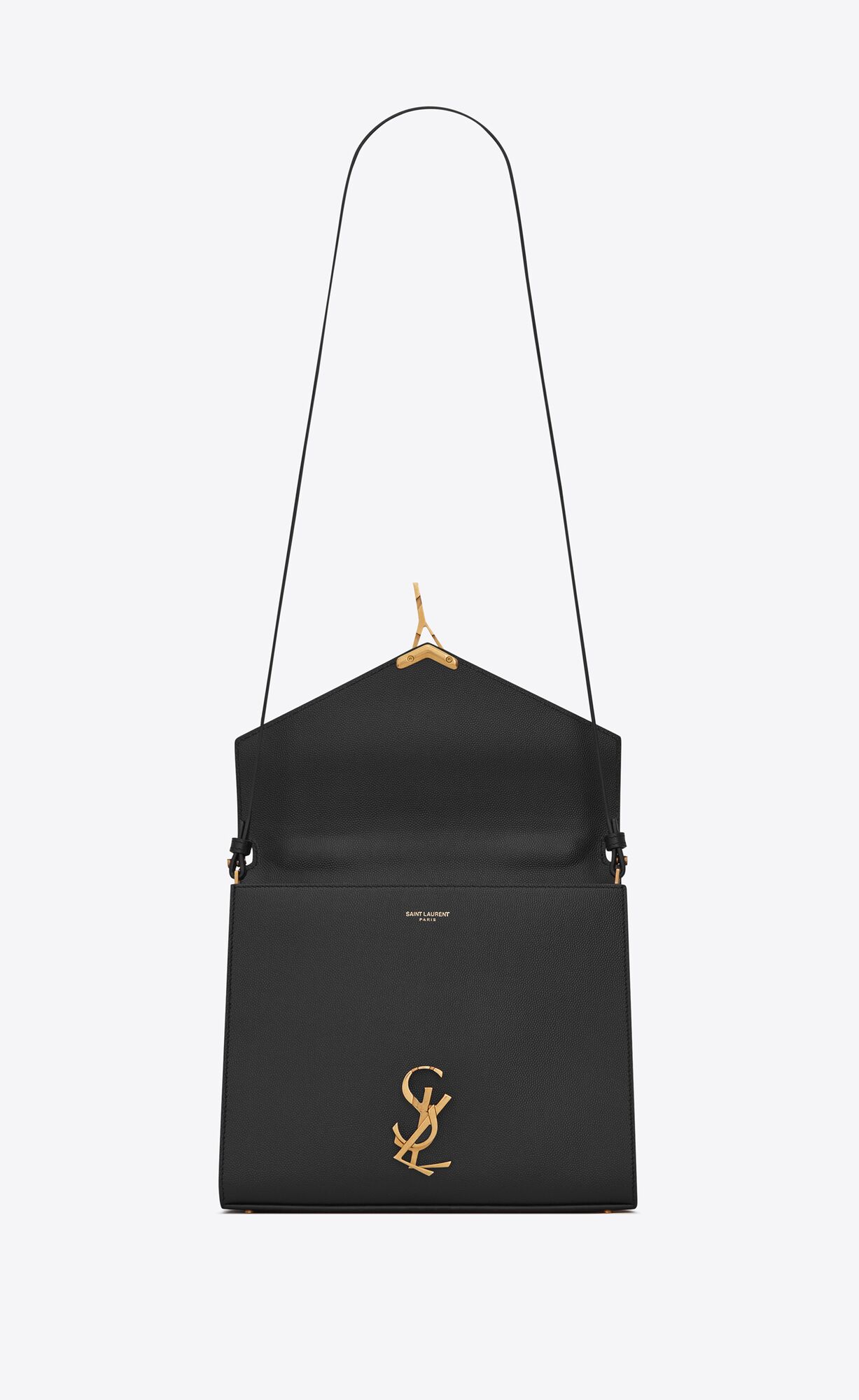 YSL Cassandra Medium Top Handle Bag In Grain De Poudre Embossed Leather Black | 9876352-QP