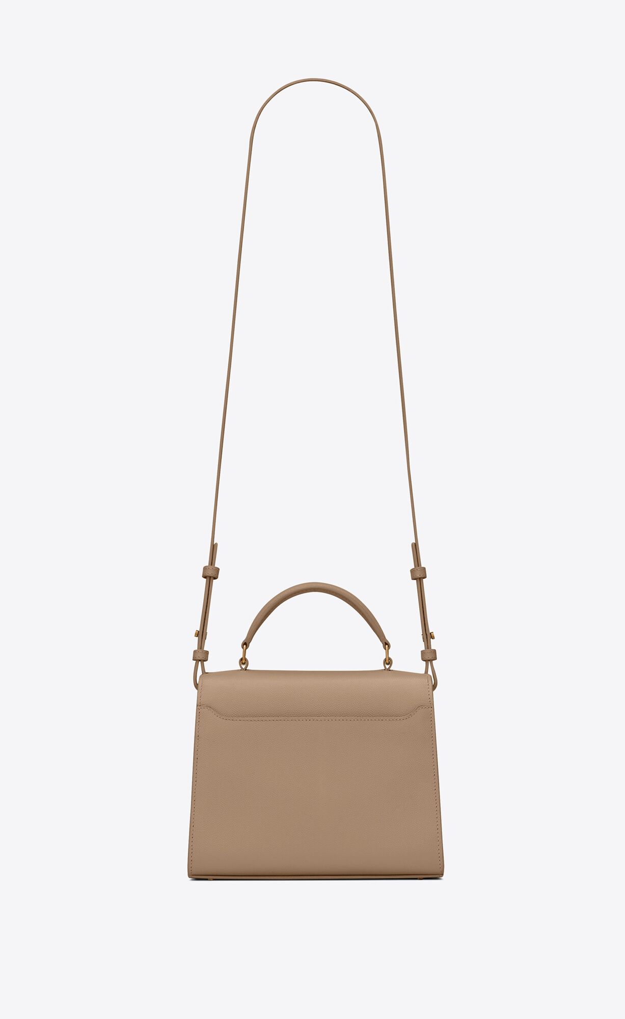 YSL Cassandra Mini In Grain De Poudre Embossed Leather Greyish Brown | 3418672-GO
