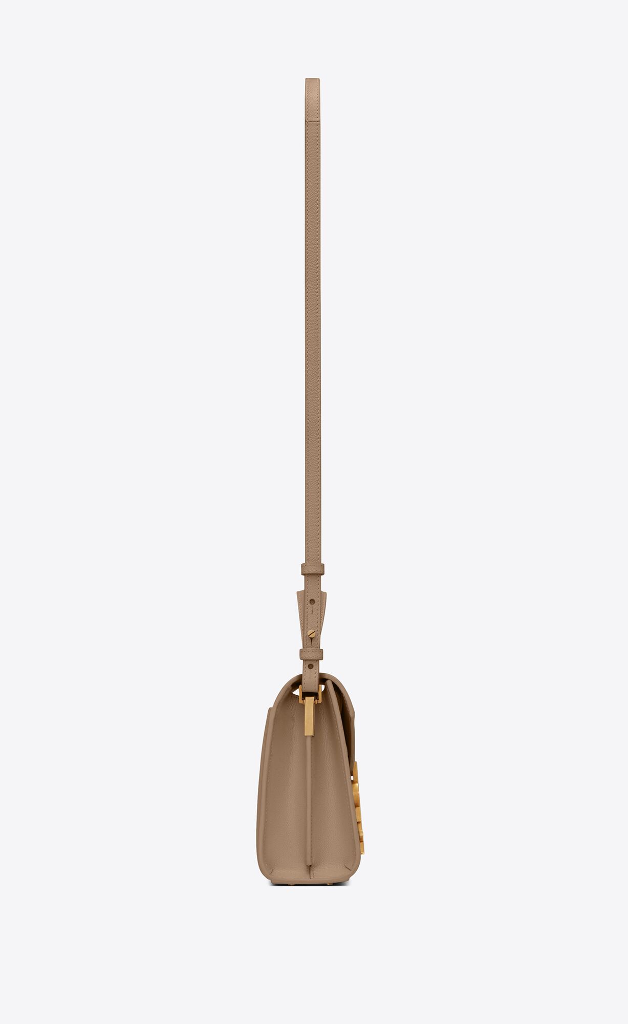 YSL Cassandra Mini In Grain De Poudre Embossed Leather Greyish Brown | 3418672-GO