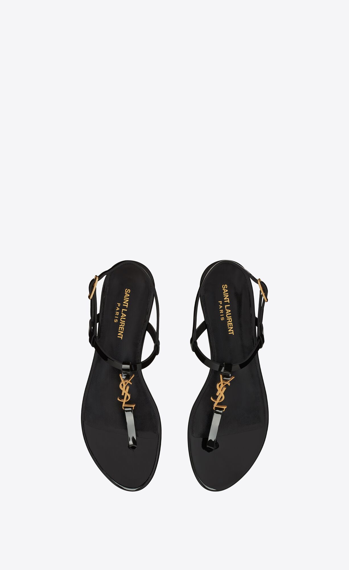 YSL Cassandra Sandals In Patent Leather Black | 6132980-EM