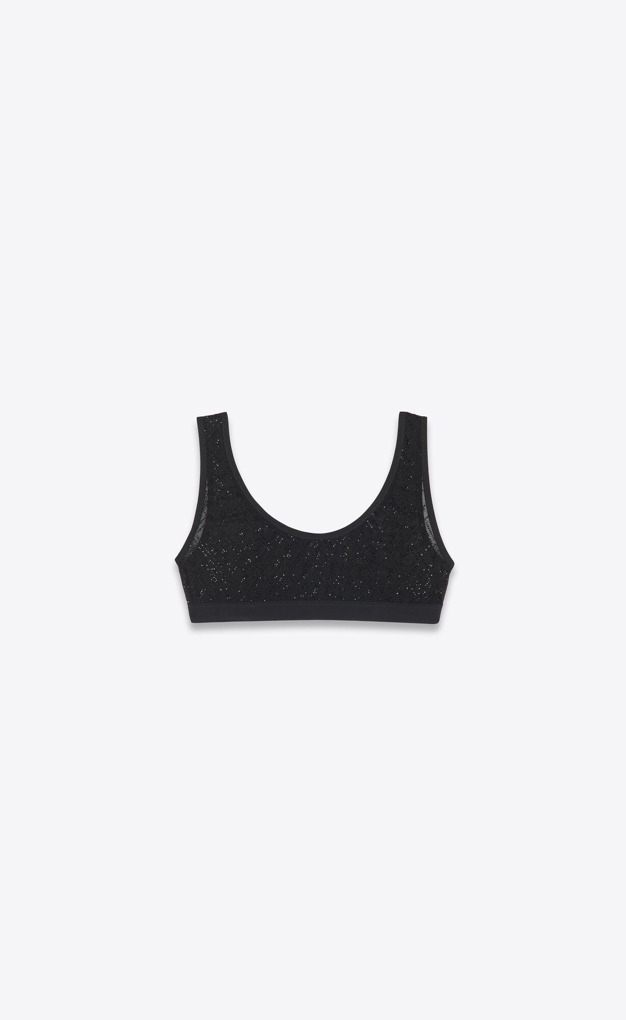 YSL Cassandre Bralette In Tulle Jersey And Rhinestones Noir | 4017983-YA