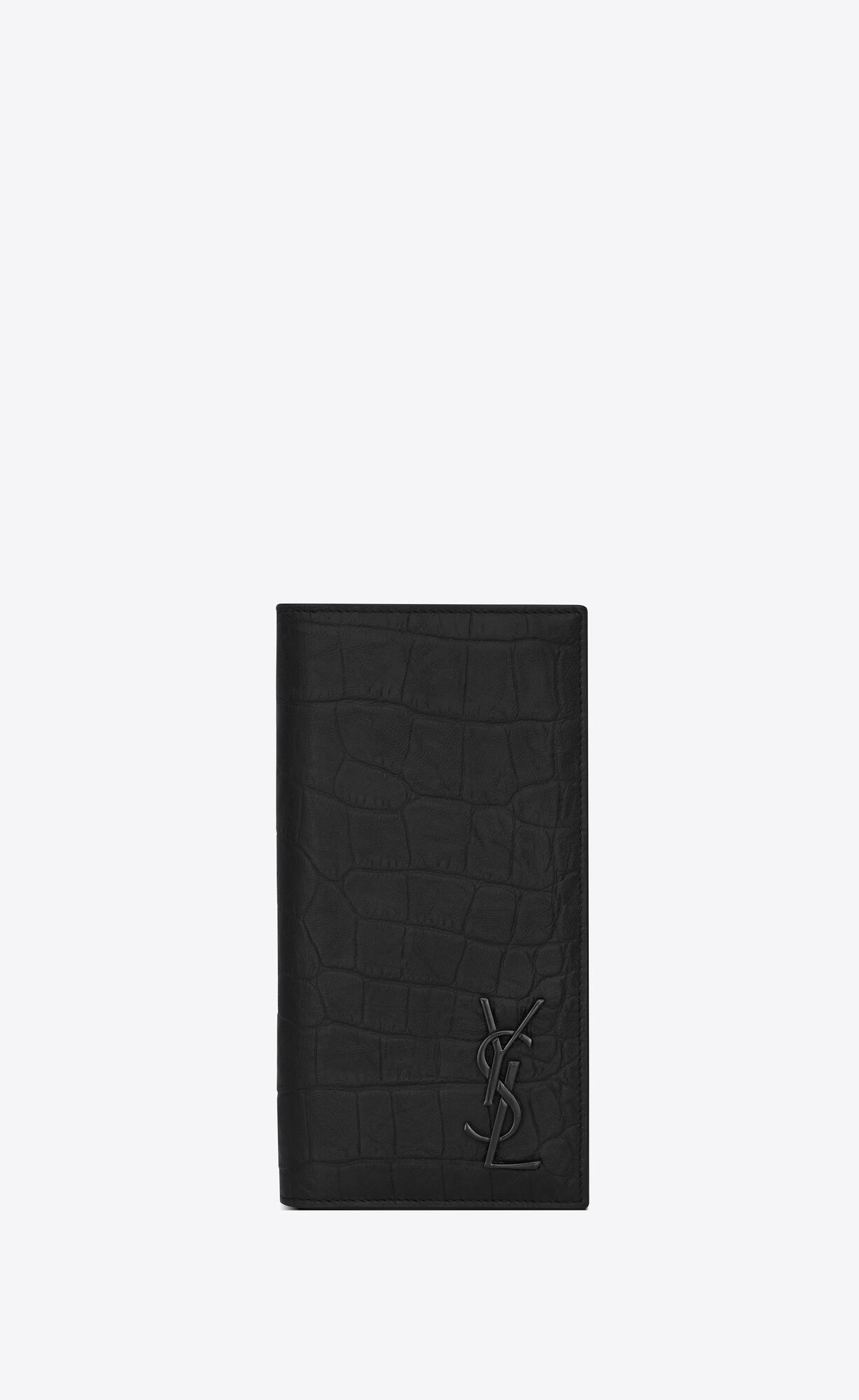 YSL Cassandre Continental Wallet In Crocodile-embossed Leather Black | 1706254-OA