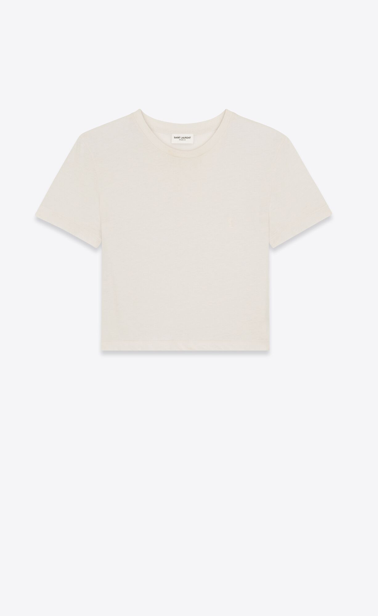 YSL Cassandre Cropped T-shirt Natural | 3950271-WO