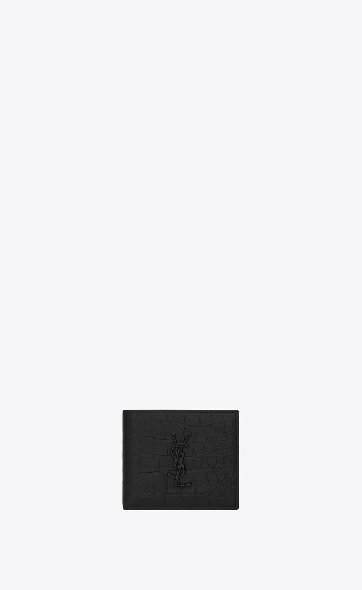 YSL Cassandre East/West Wallet With Coin Purse In Crocodile-embossed Leather Black | 8953246-BK