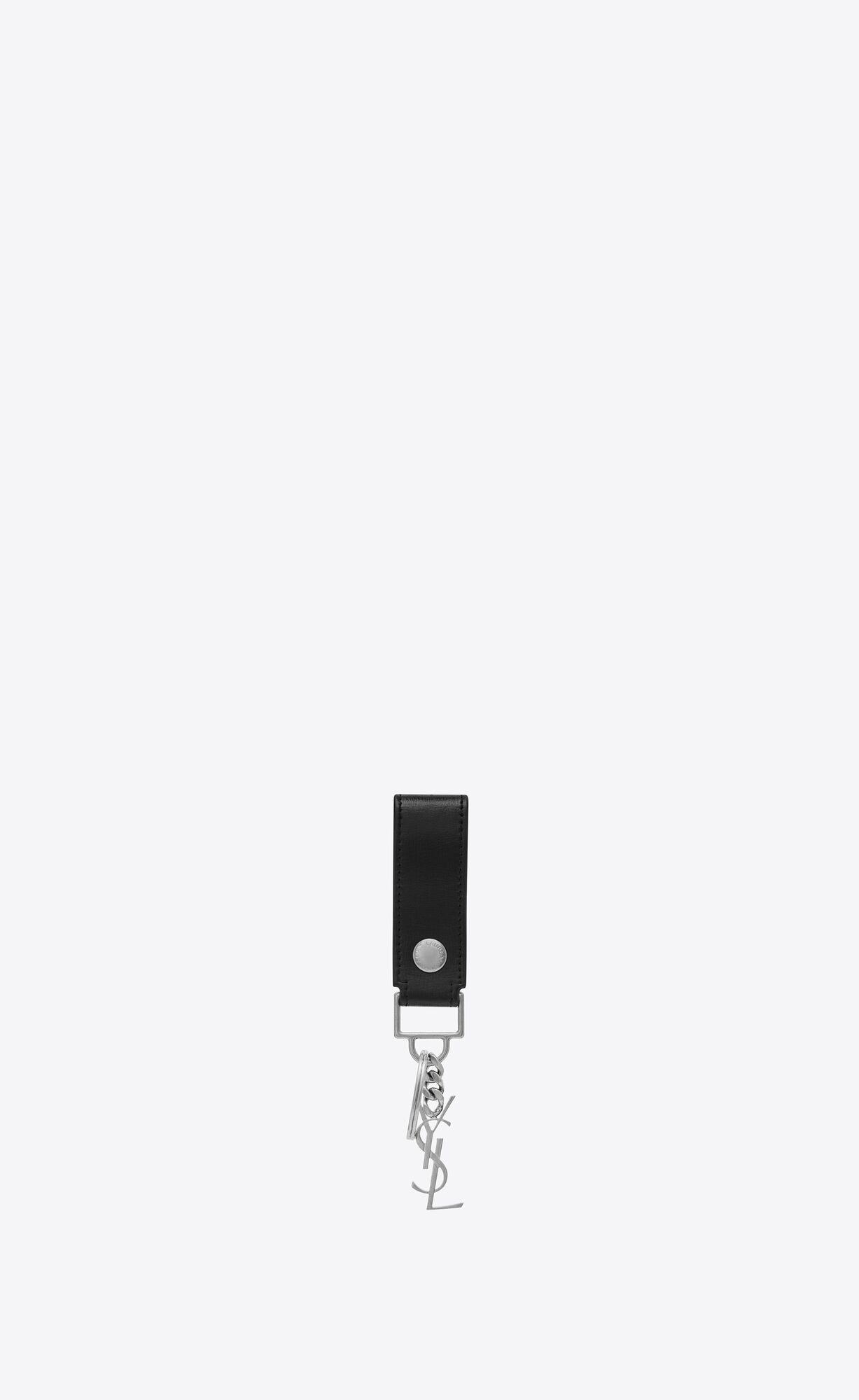 YSL Cassandre Key Ring In Smooth Leather Black | 1629584-KW