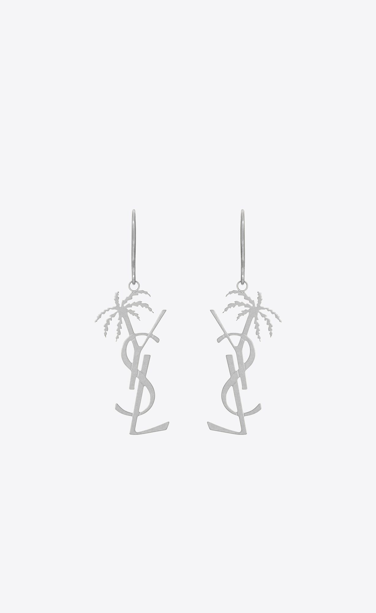 YSL Cassandre Palm Earrings In Metal Mirror | 8732619-GA