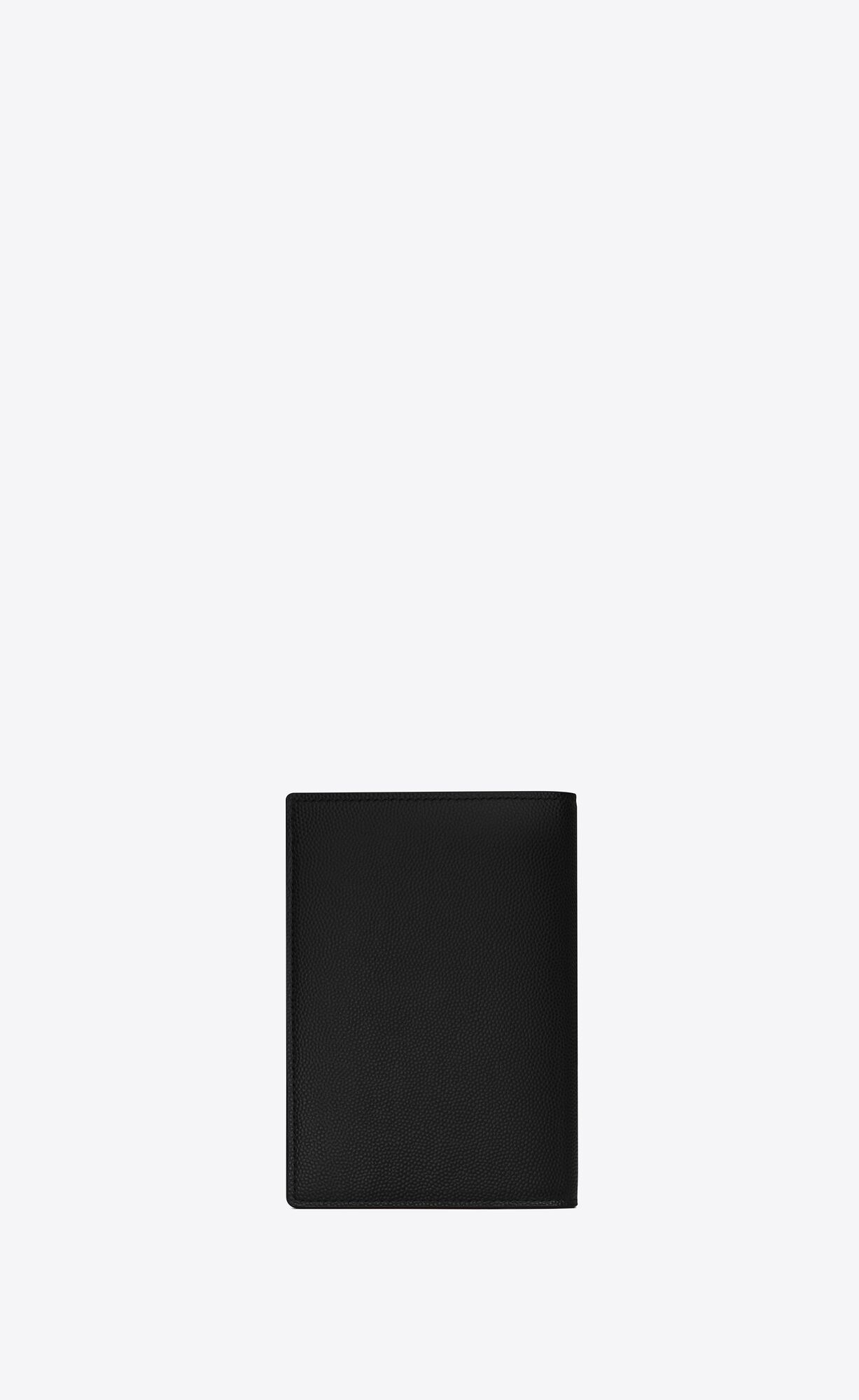 YSL Cassandre Passport Case In Grain De Poudre Embossed Leather Black | 0379648-ZD