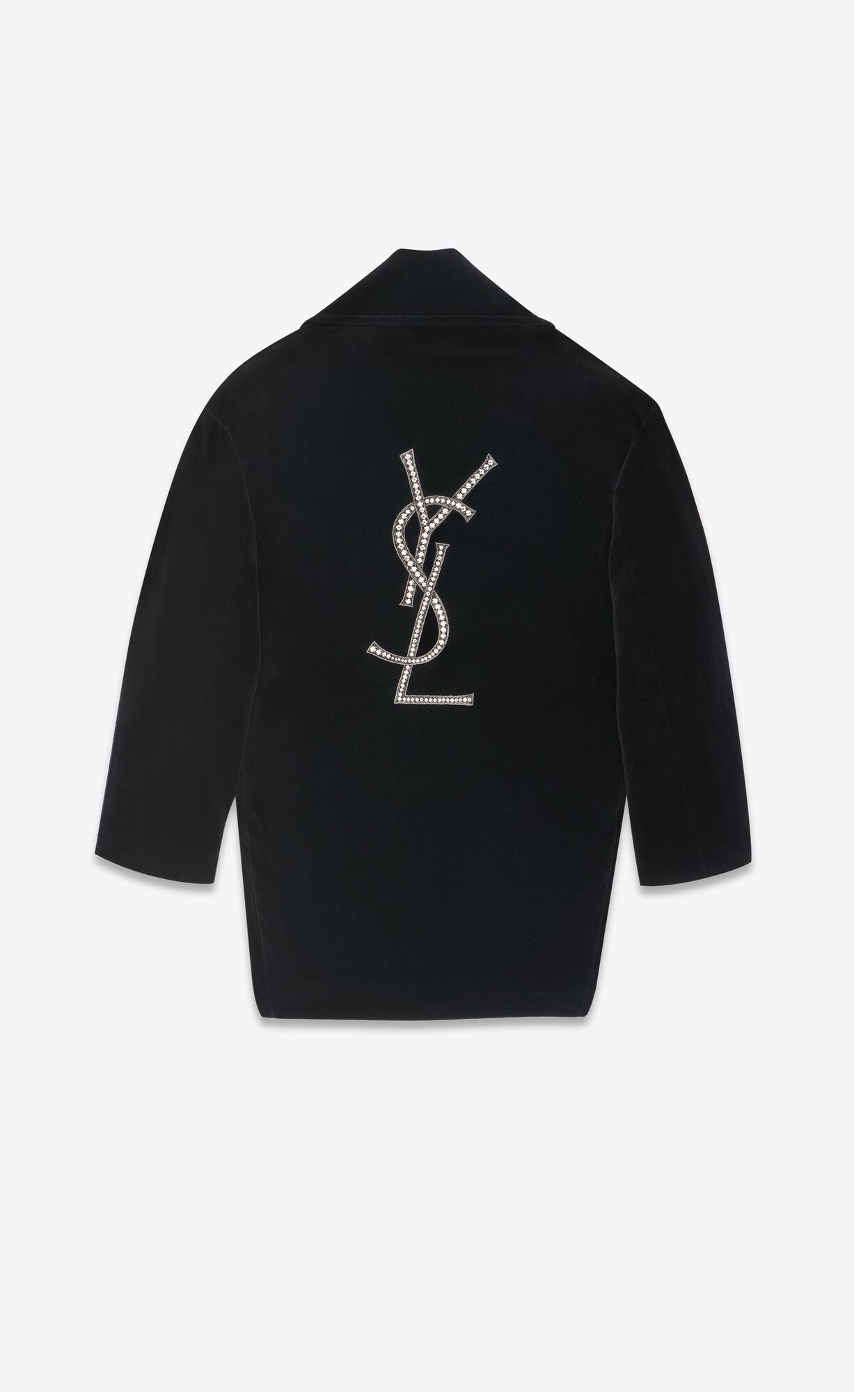 YSL Cassandre Peacoat In Cotton Velvet Noir | 1650842-HY