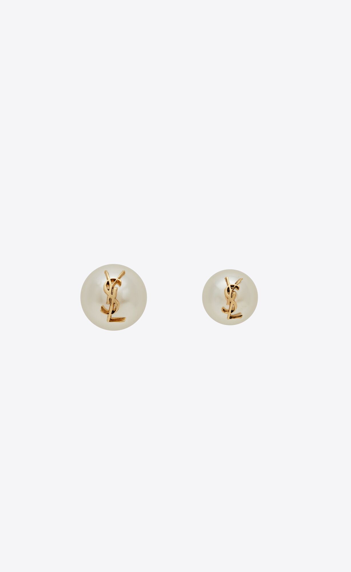 YSL Cassandre Pearl Earrings In Metal Gold And Cream | 8932715-SH