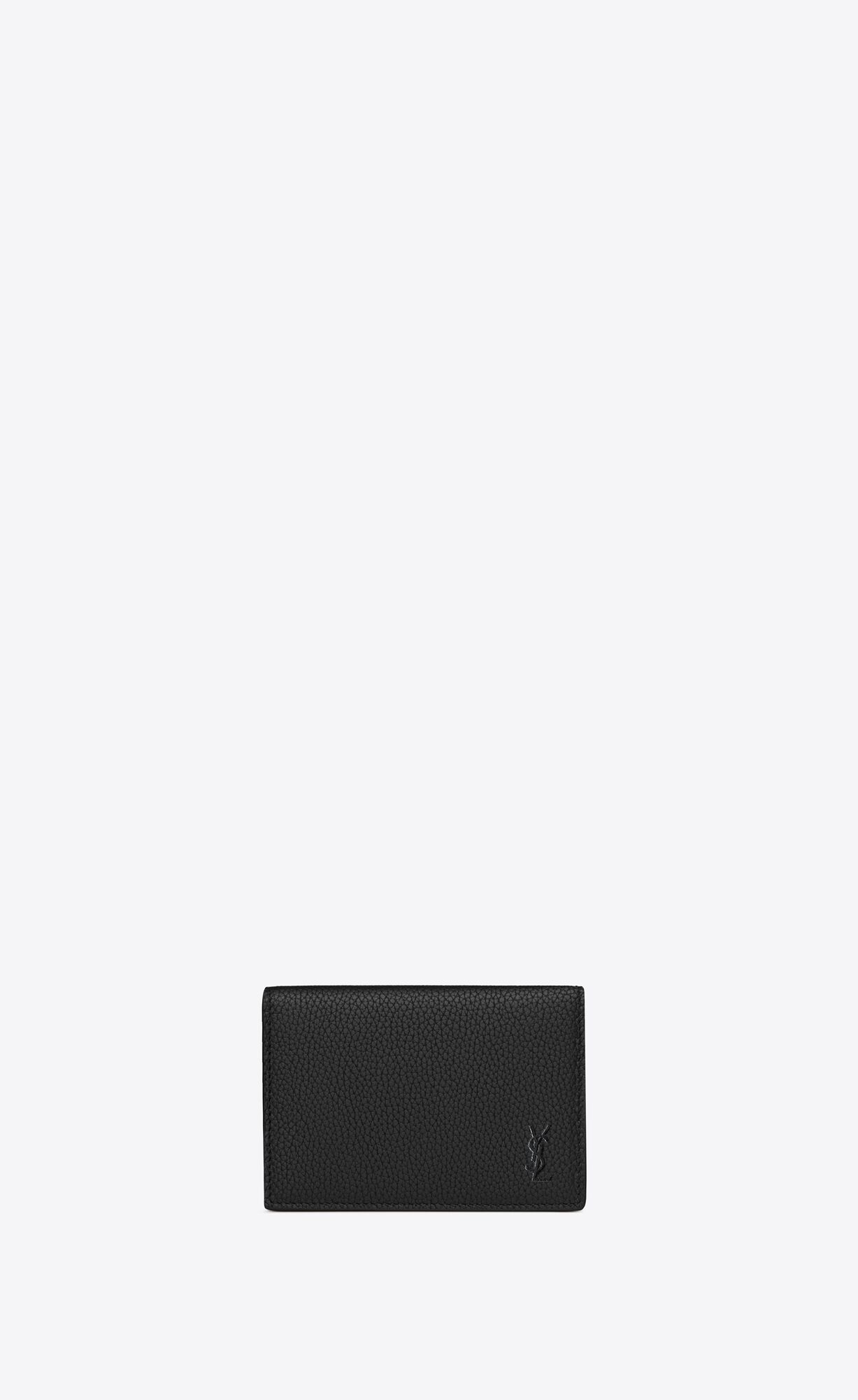 YSL Cassandre Shadow Saint Laurent Business Card Case In Grained Leather Black | 6379180-RH