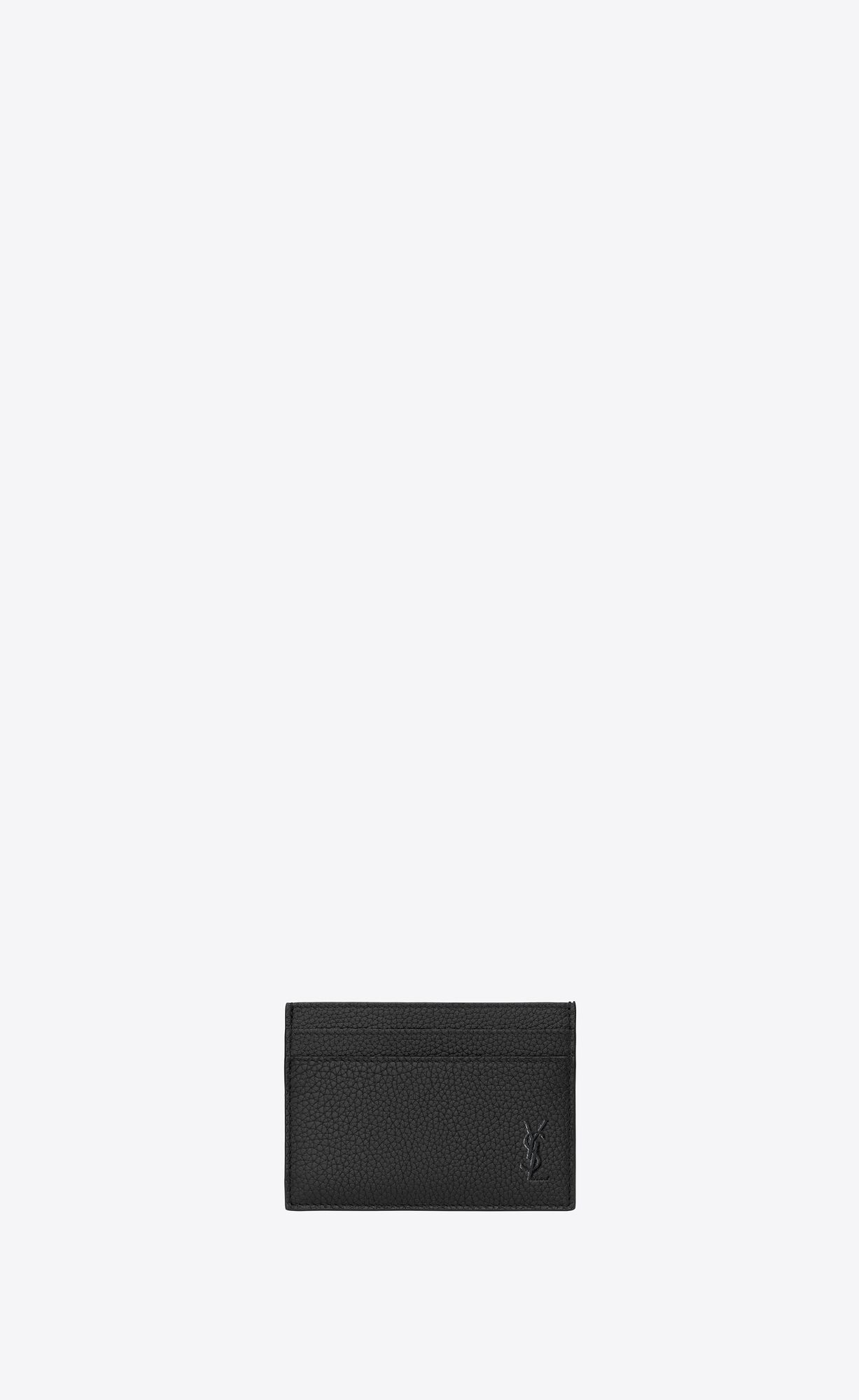 YSL Cassandre Shadow Saint Laurent Card Case In Grained Leather Black | 5304182-KF
