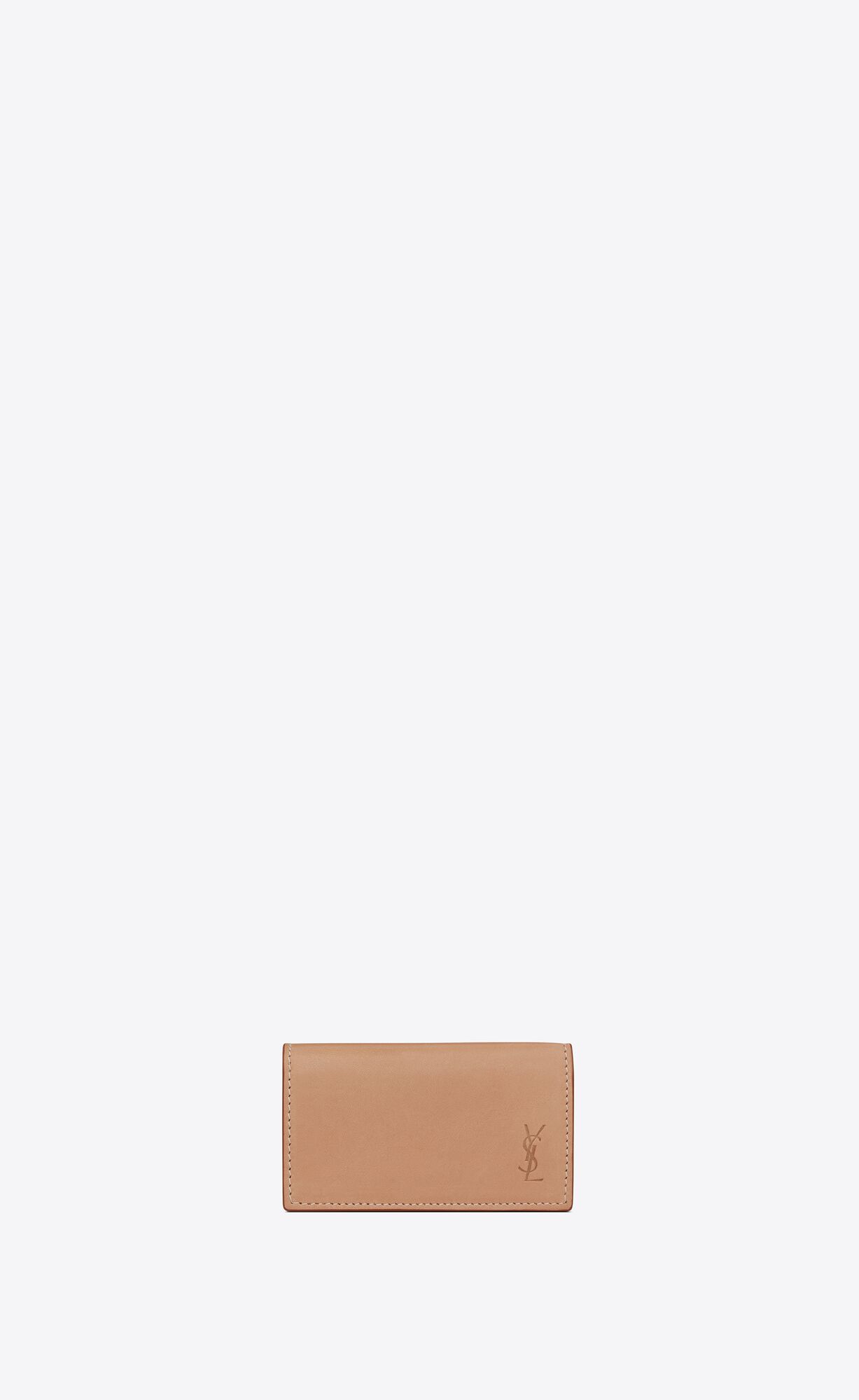 YSL Cassandre Shadow Saint Laurent Slim Keycase In Smooth Leather Brown Gold | 3702941-PI