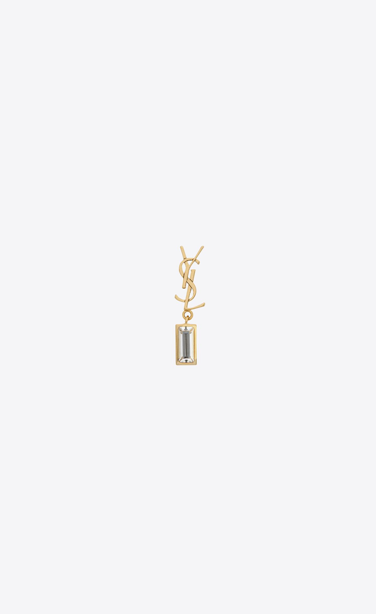 YSL Cassandre Single Earring In Metal And Rhinestones Crystal And Gold | 3956871-CQ