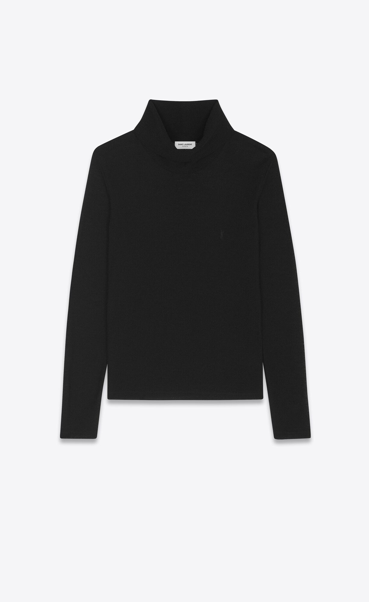 YSL Cassandre Turtleneck T-shirt In Wool Jersey Noir | 0642731-ZW