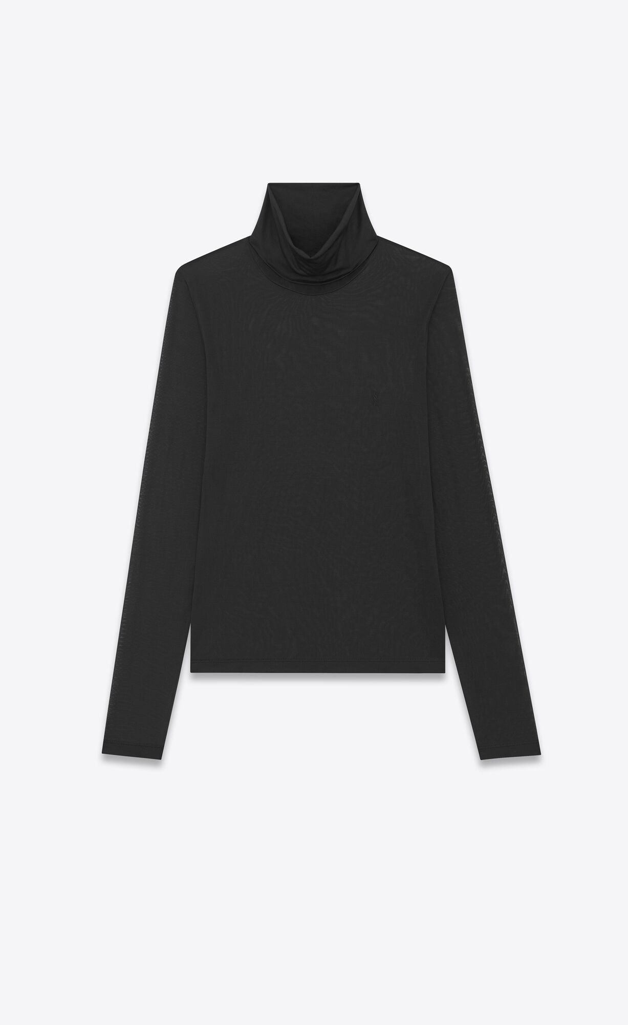 YSL Cassandre Turtleneck Top In Silk Jersey Black | 2618539-MU