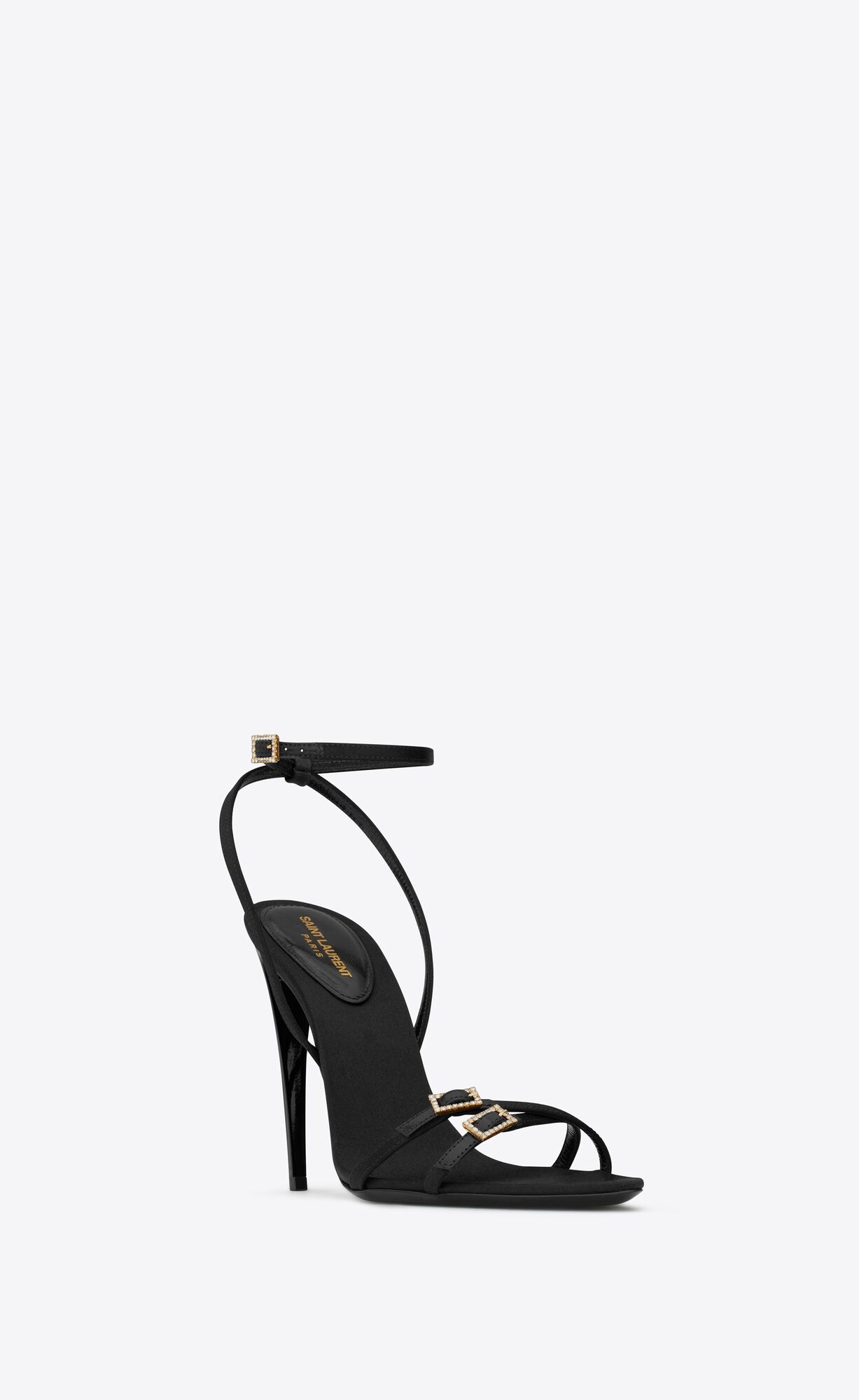 YSL Cassie Sandals In Crepe Satin Black | 1528746-BY