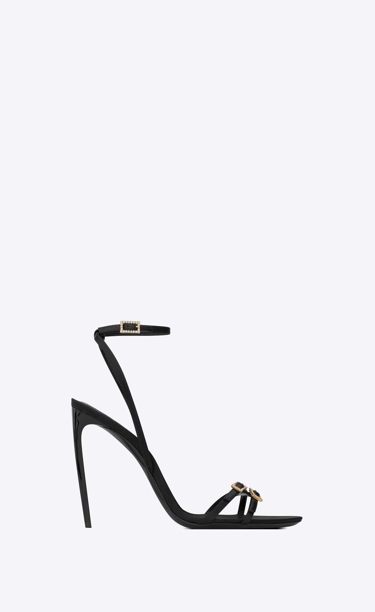 YSL Cassie Sandals In Crepe Satin Black | 1528746-BY