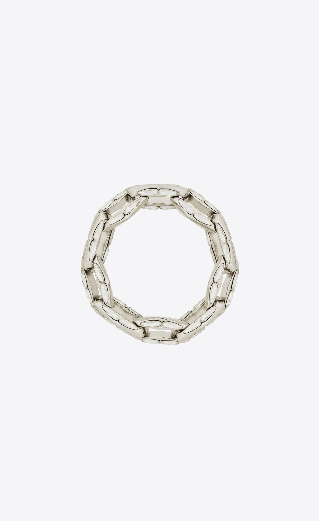 YSL Chain Bracelet In Metal And Rhinestones Crystal And Palladium | 3071826-LM