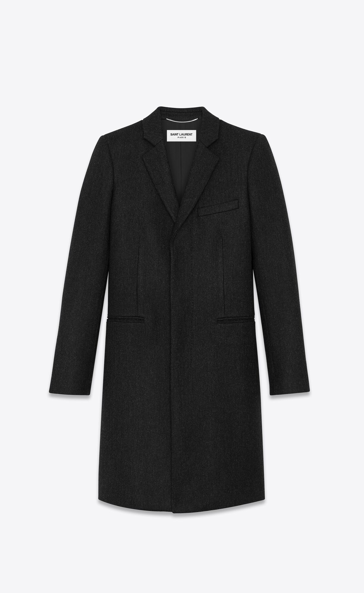YSL Chesterfield Wool Coat Black | 0132895-DM