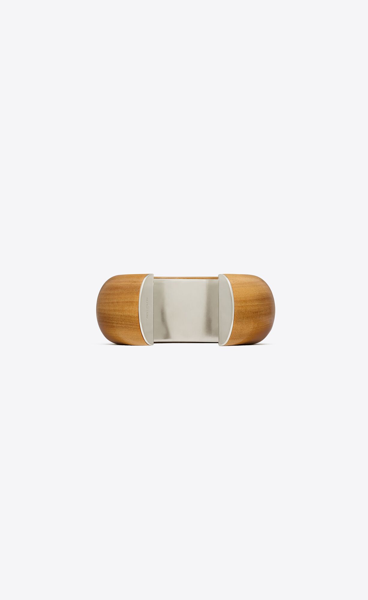 YSL Chunky Cuff In Wood And Metal Crystal, Lime And Oxidized Silver | 4893271-PK