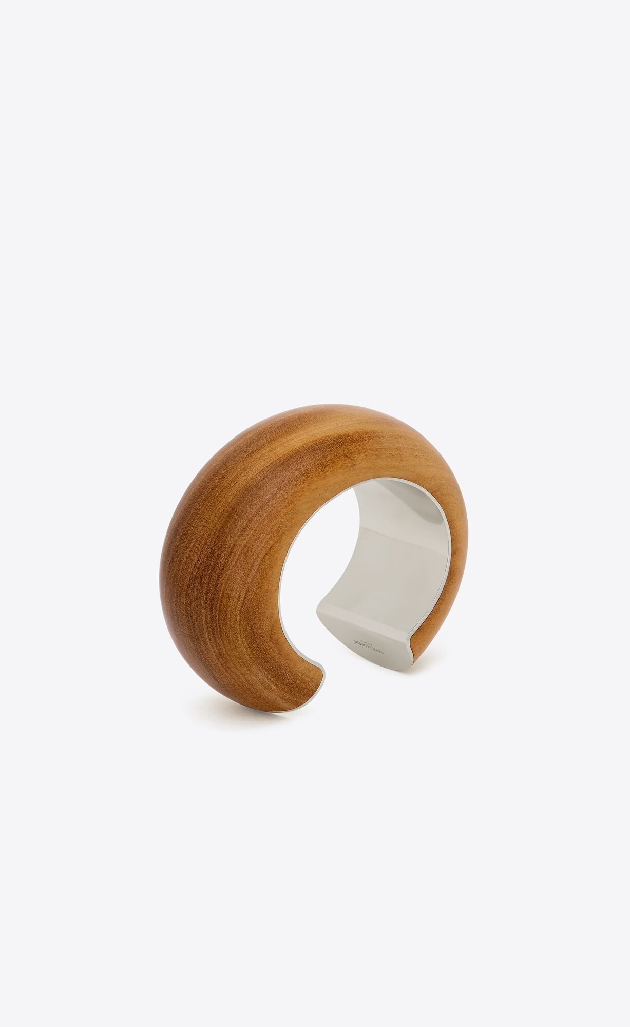 YSL Chunky Cuff In Wood And Metal Crystal, Lime And Oxidized Silver | 4893271-PK