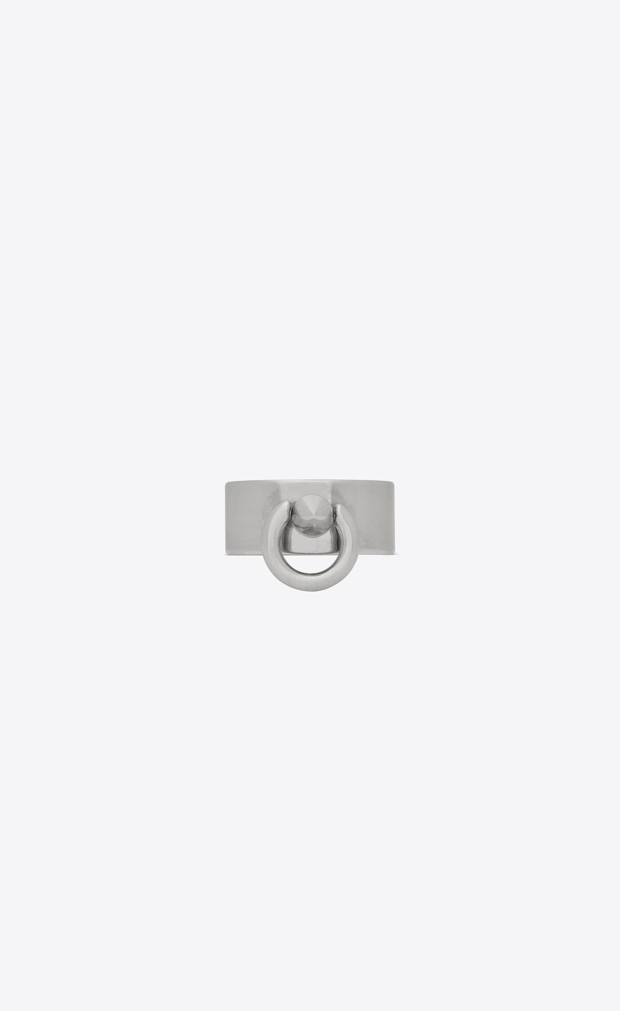 YSL Circle And Spike Ring In Sterling Silver Palladium | 3087249-DO