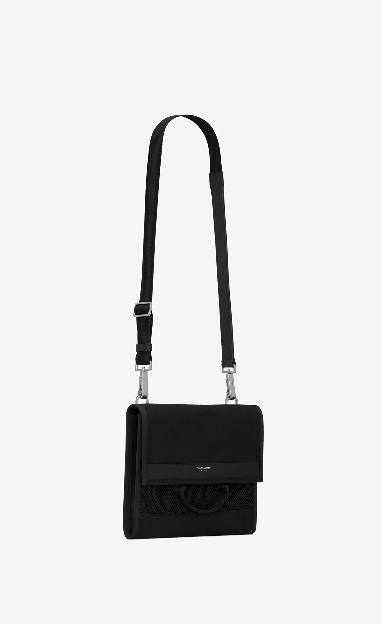 YSL City Flap Crossbody Pouch In Canvas Black | 0652731-TQ
