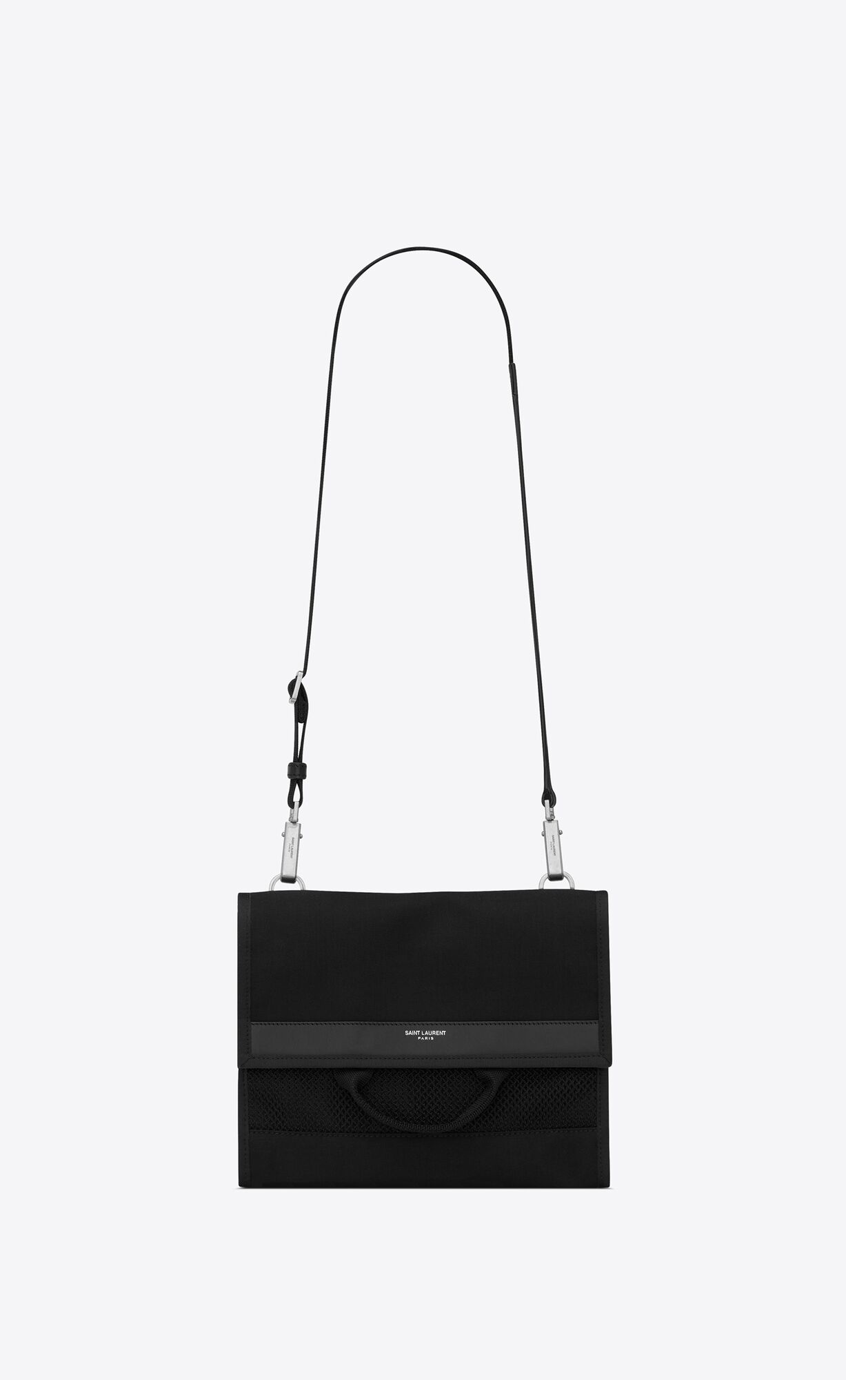 YSL City Flap Crossbody Pouch In Canvas Black | 0652731-TQ