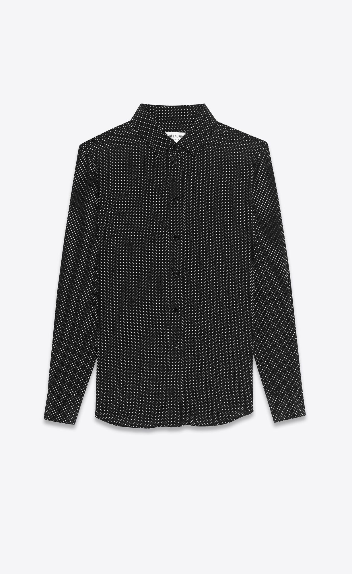 YSL Classic Shirt In Dotted Silk Black | 5128043-VC