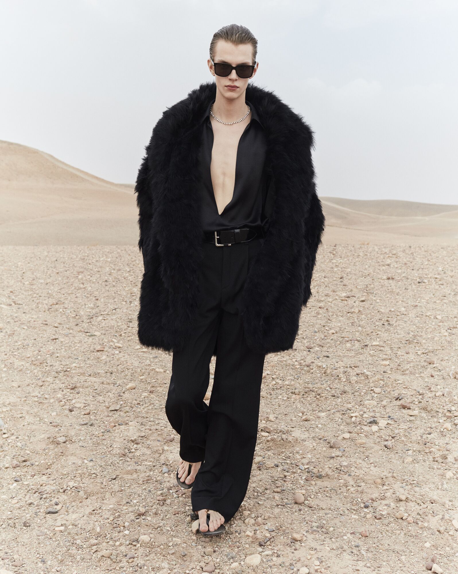 YSL Coat In Silk And Feathers Black | 7231690-ED