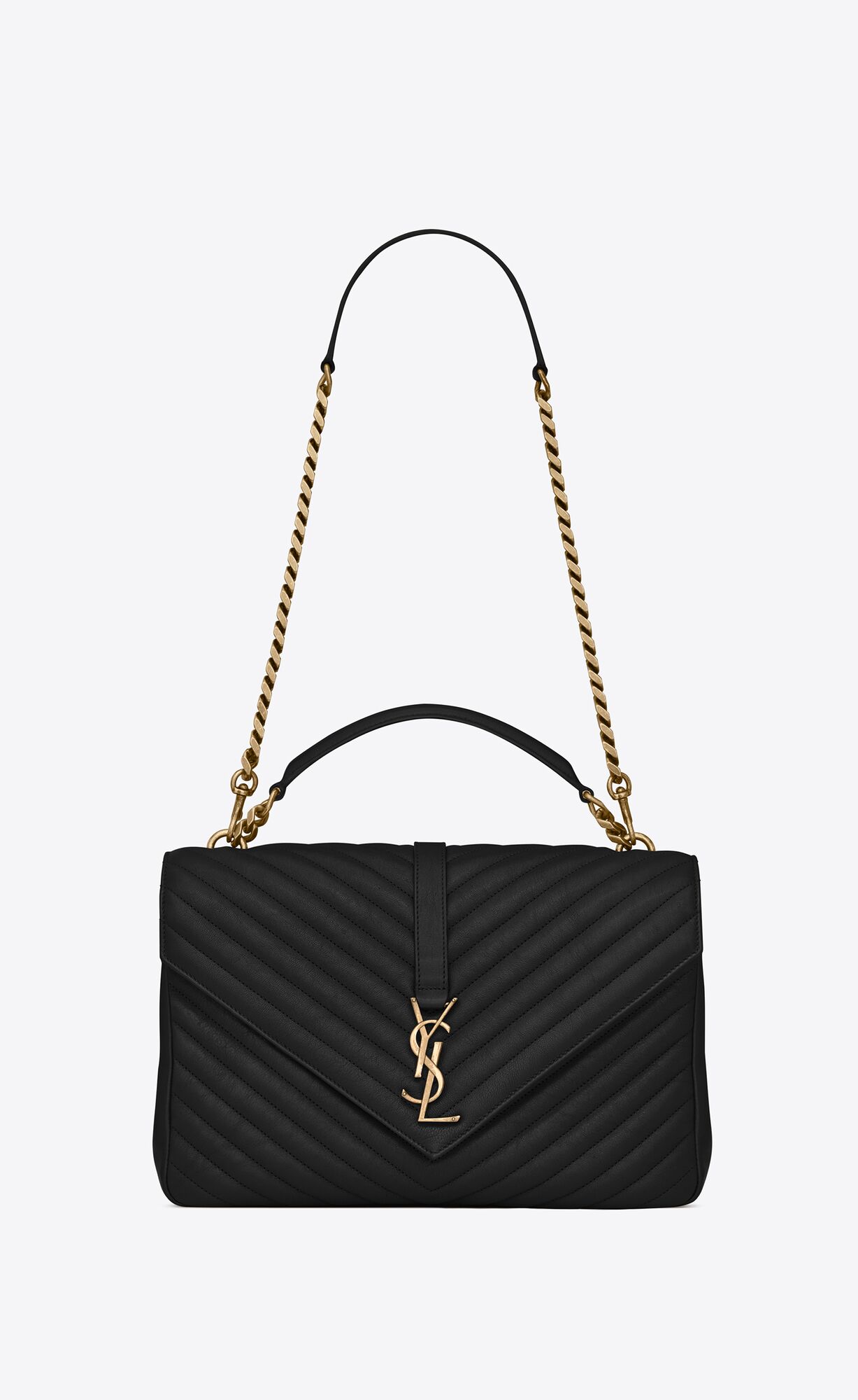 YSL College Large Chain Bag In Quilted Leather Black | 2945713-ZP