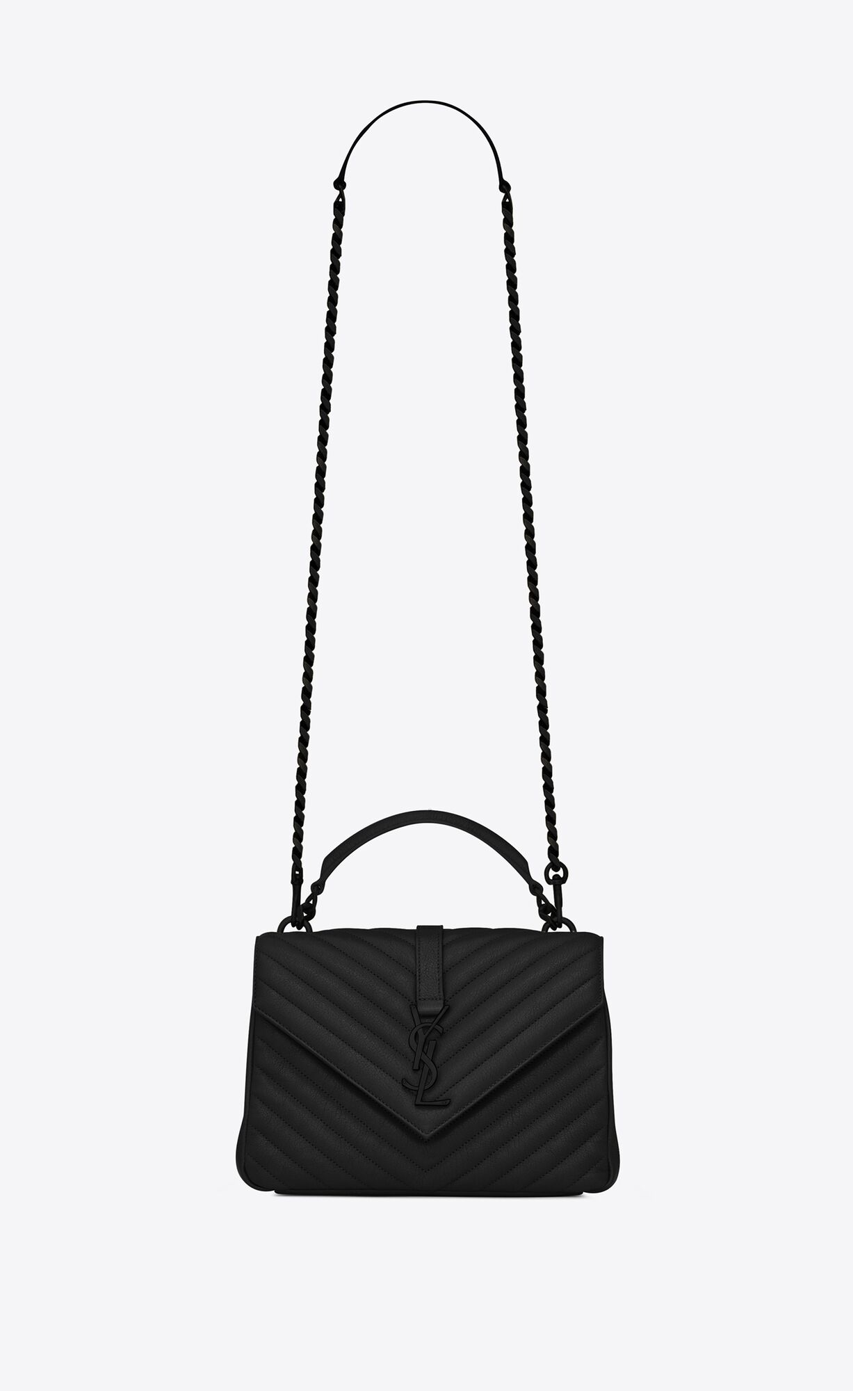 YSL College Medium Chain Bag In Quilted Leather Black | 5437601-BG