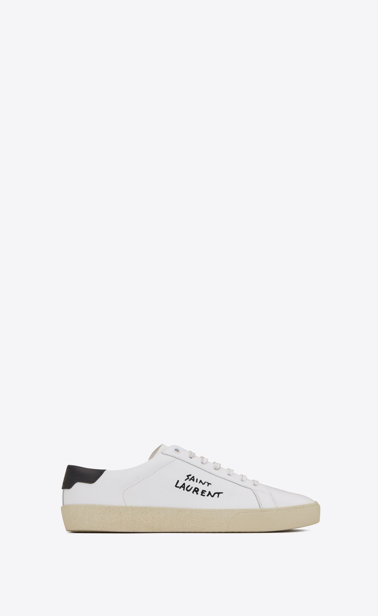 YSL Court Classic Sl/06 Embroidered Sneakers In Leather Optic White | 7158263-CY