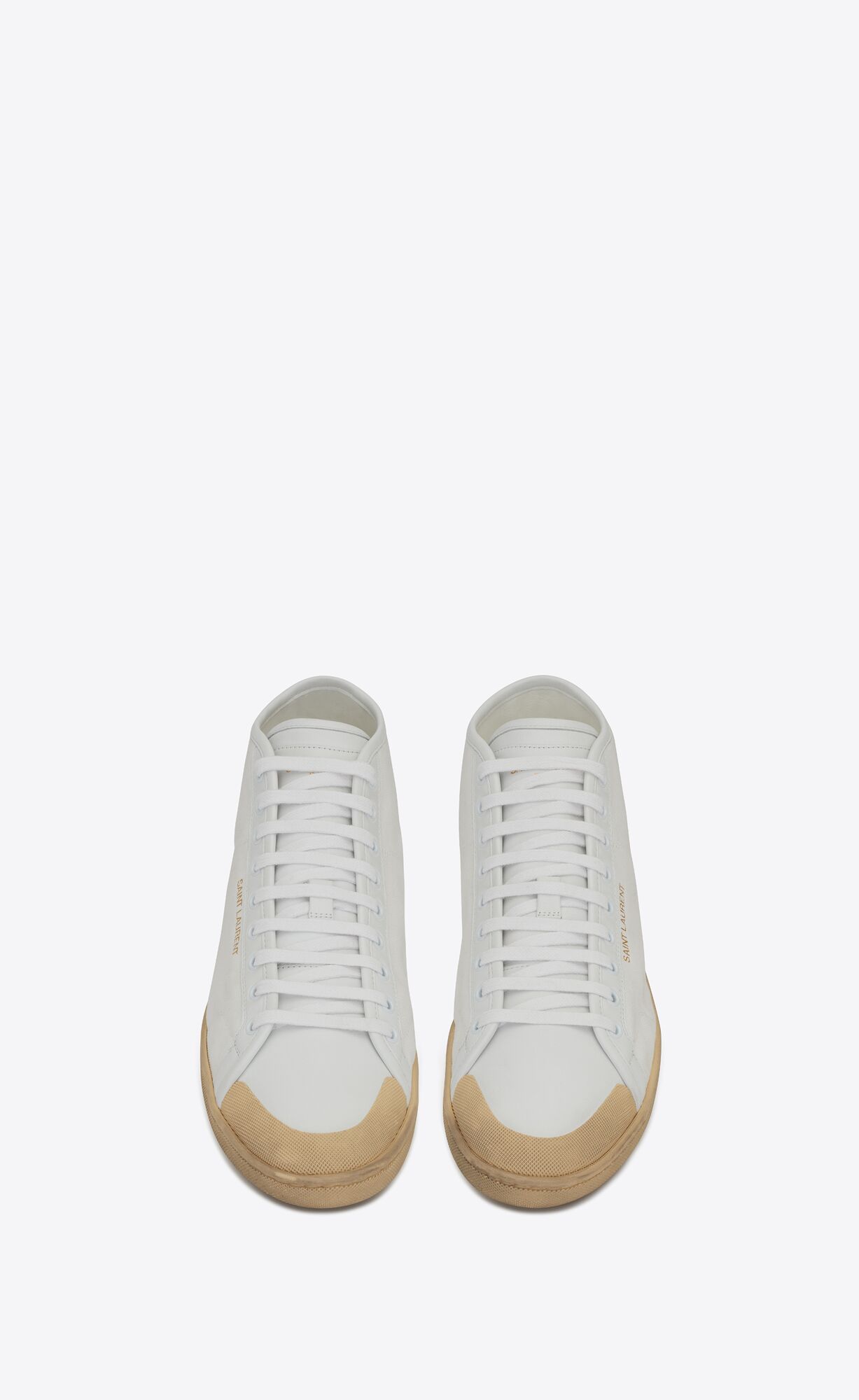YSL Court Classic Sl/39 Mid-top Sneakers In Canvas And Leather Off White | 3705468-BN