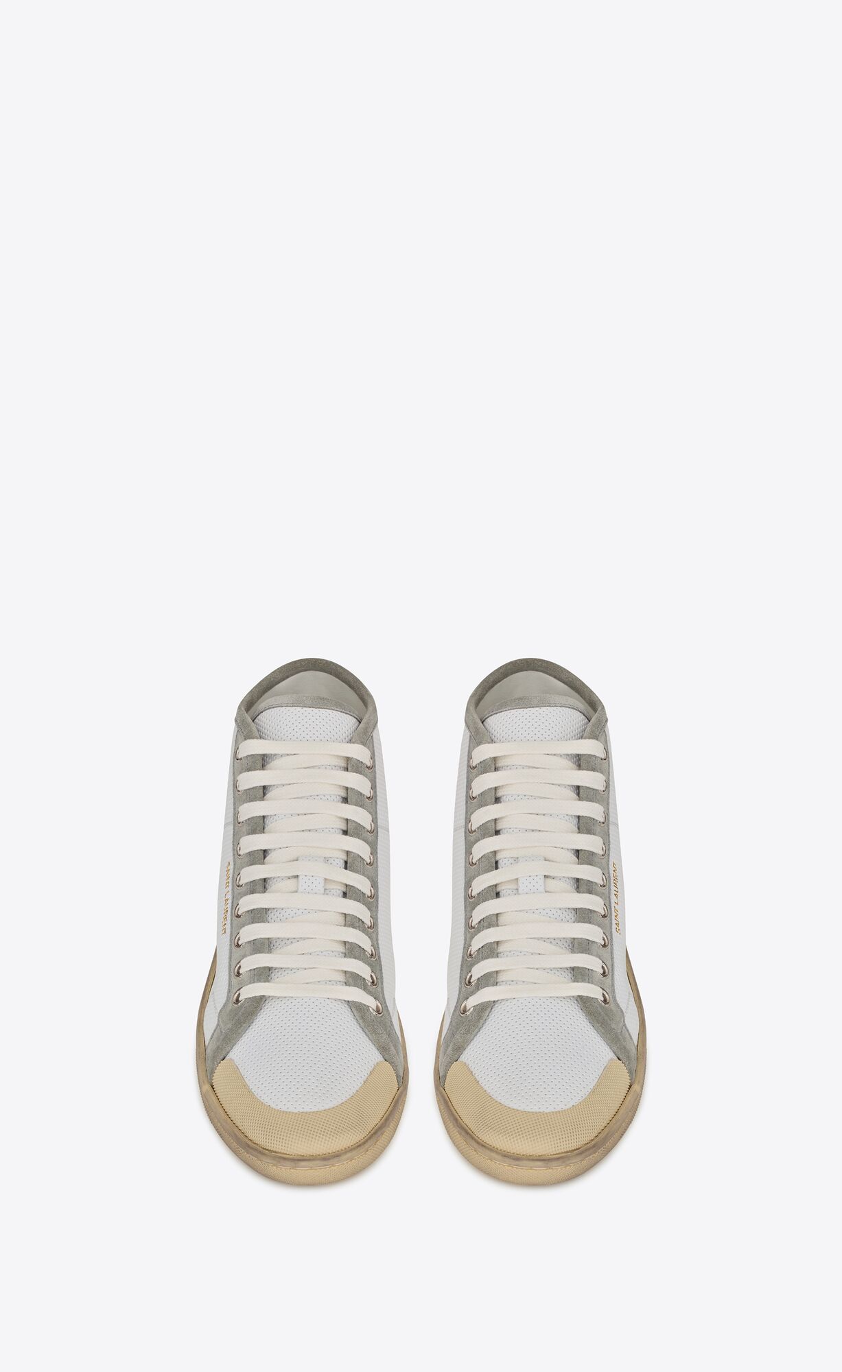 YSL Court Classic Sl/39 Sneakers In Leather And Suede Blanc Optique And Paris Roof | 1038572-DM