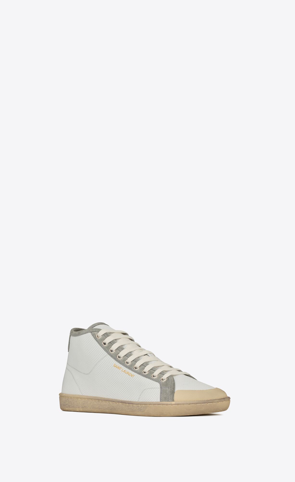 YSL Court Classic Sl/39 Sneakers In Leather And Suede Blanc Optique And Paris Roof | 1038572-DM